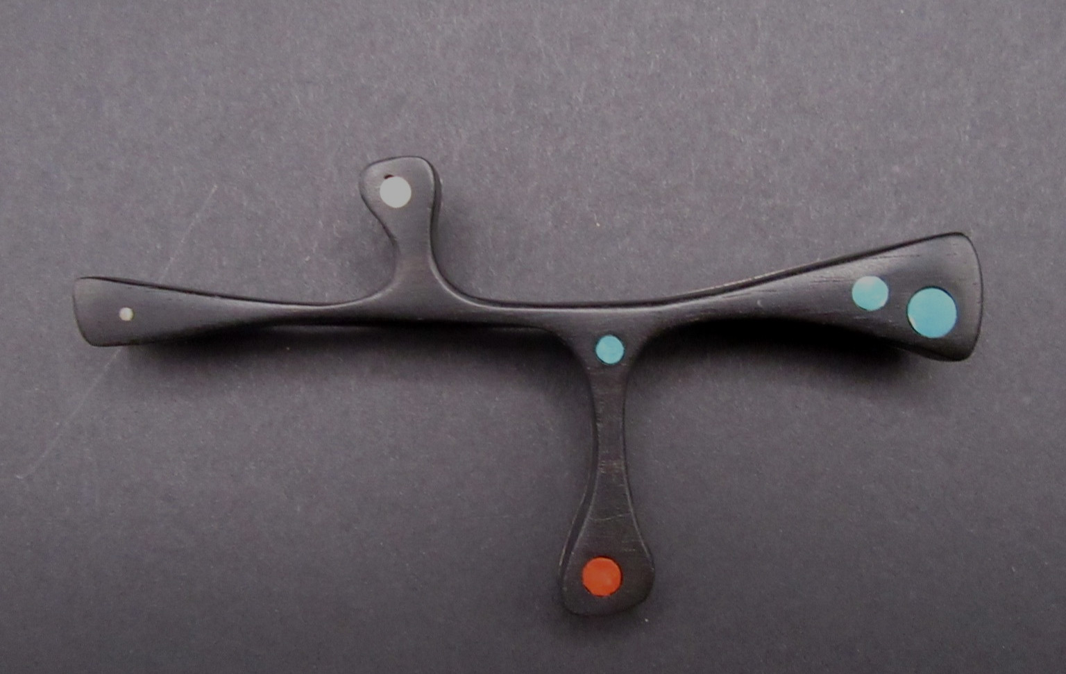 Michael Graves Gra Wun Modernist Brooch Ebony Sterling Inlaid Biomorphic M10