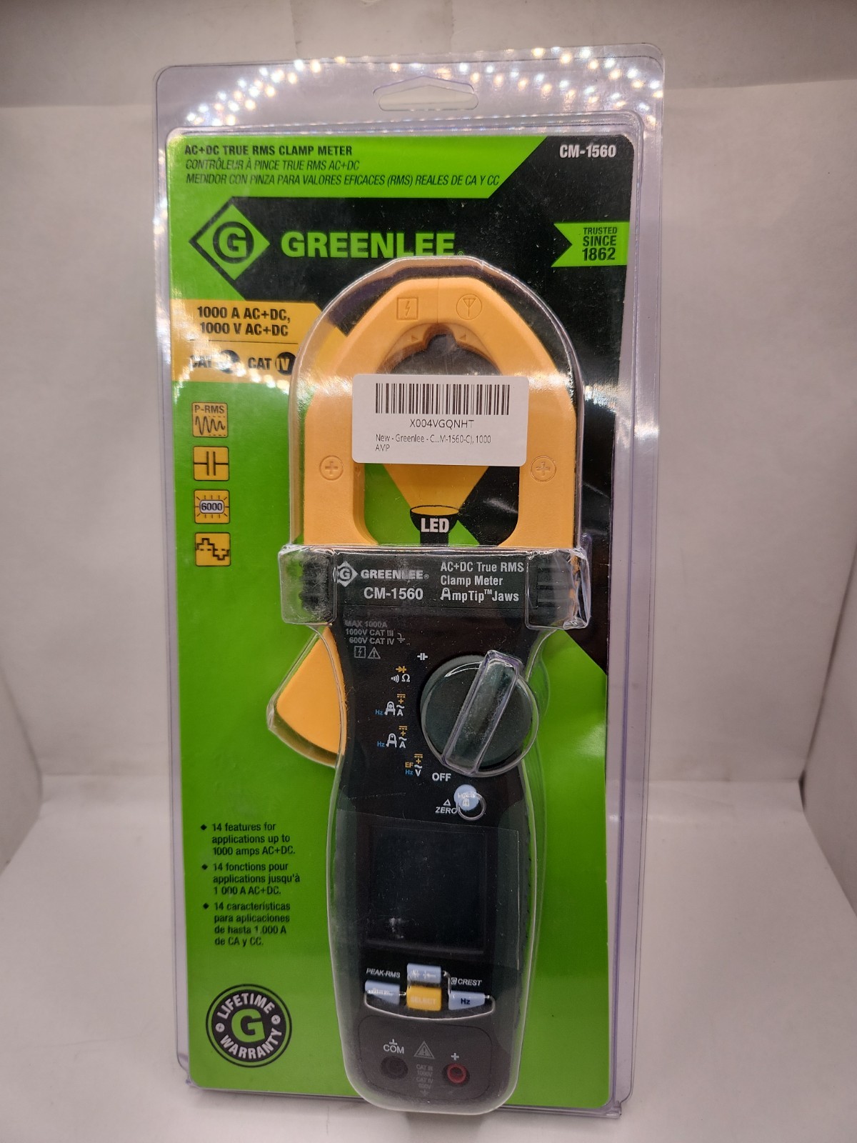 NEW Greenlee CM-1560 True RMS AC/DC Clamp Meter 1000A 52066372 
