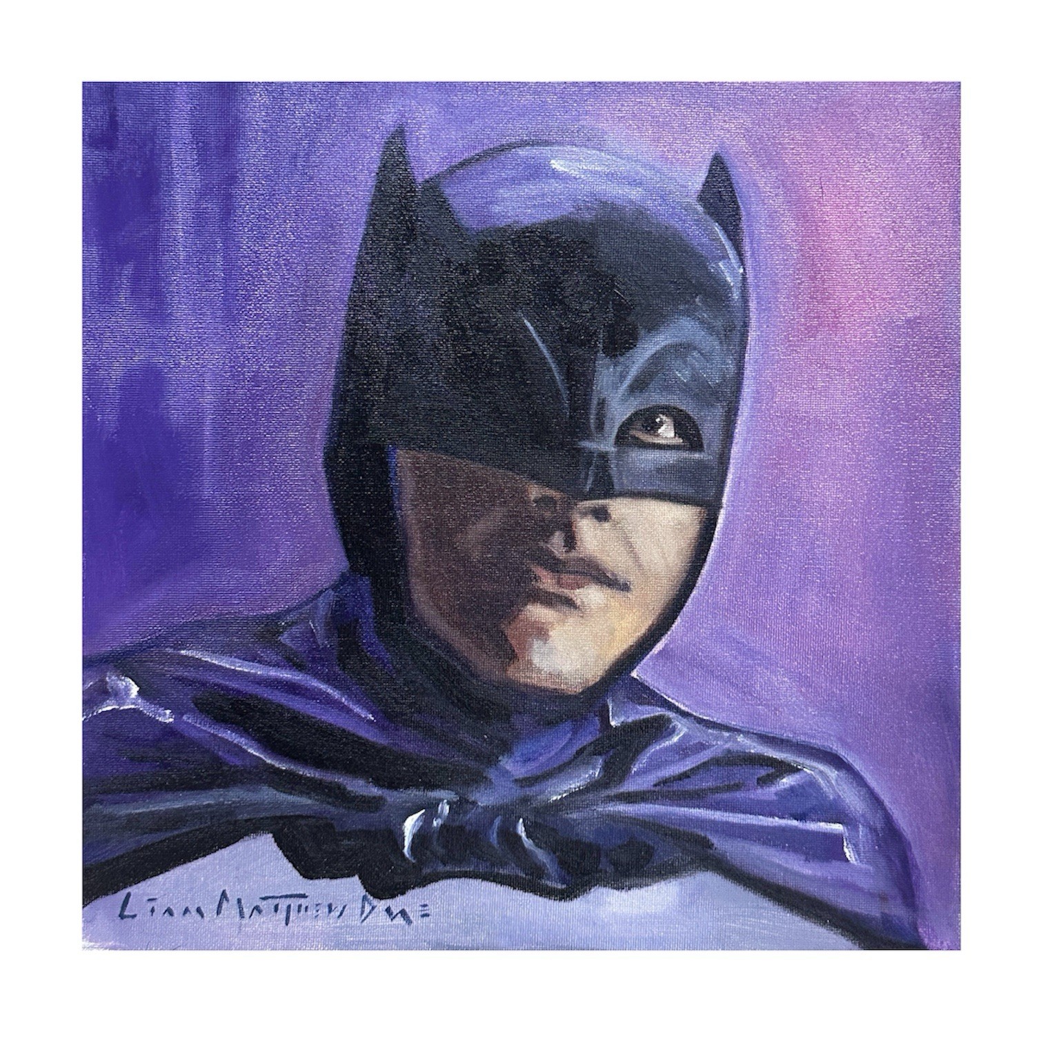 Original Batman Painting Adam West 1966 Realism Art Signed 12x12
