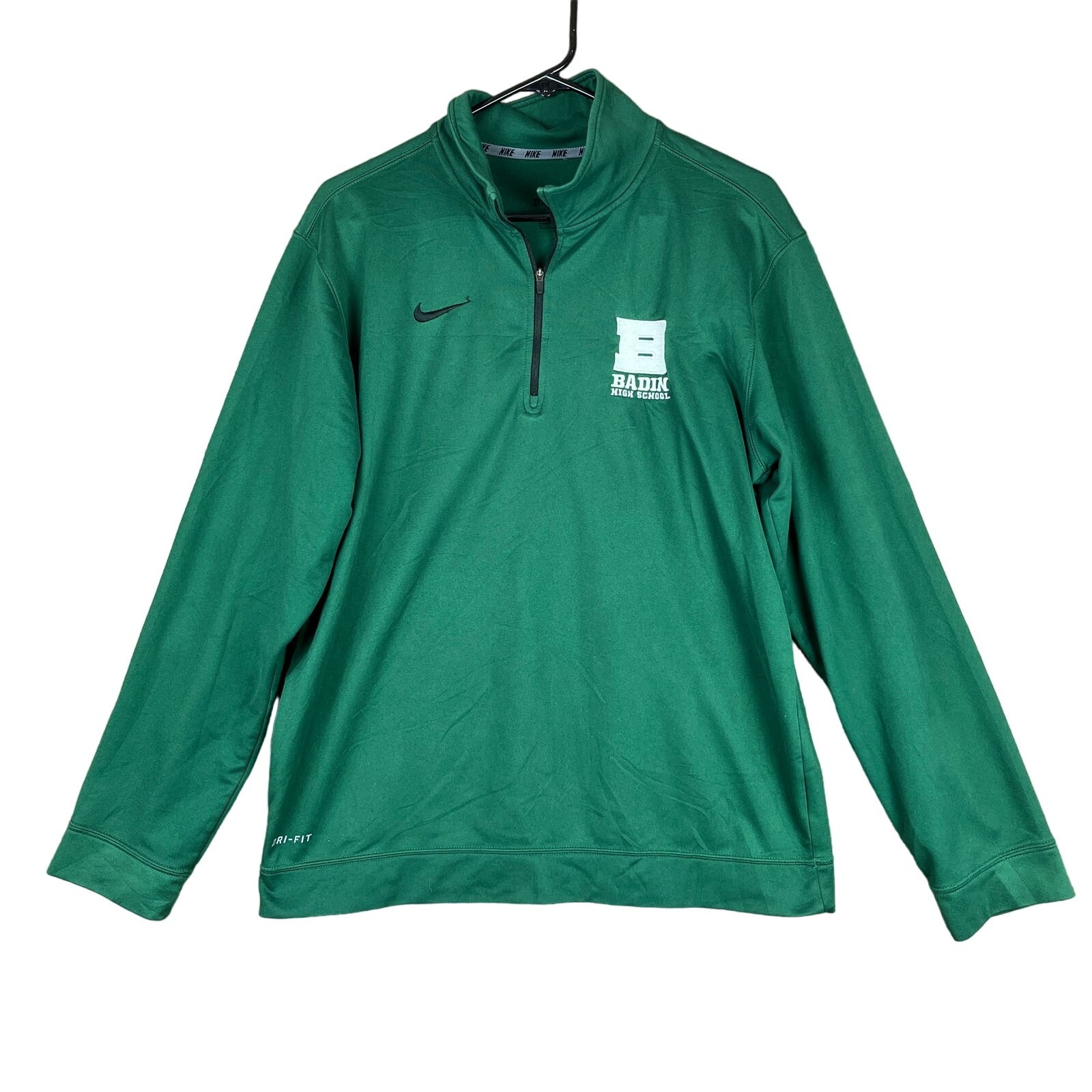 Nike Dri Fit Mens Quarter Zip Pullover Green Bandon High School Logo Medium