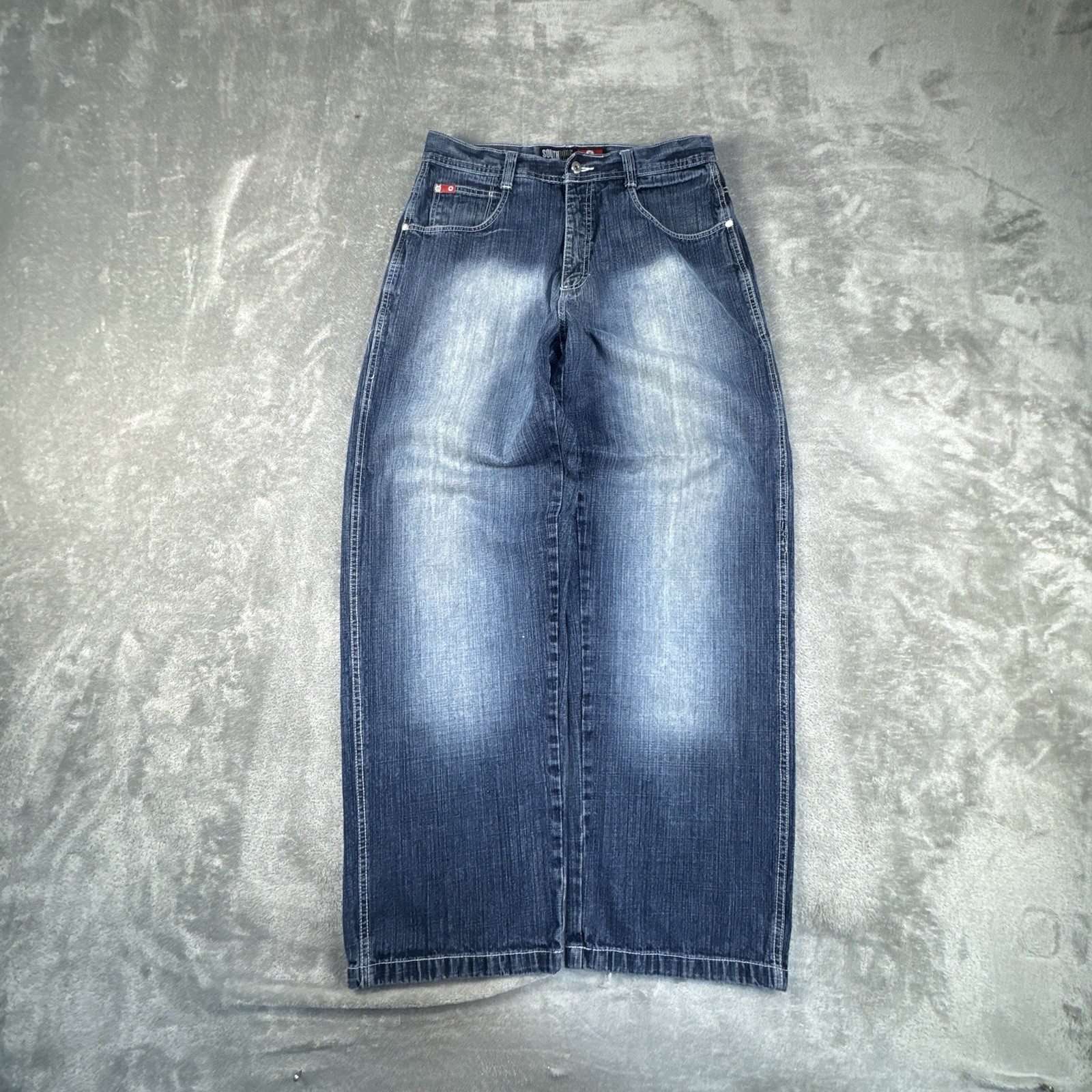 Vintage Southpole Red Tab Jeans Mens 34 Faded Blue Baggy Skate y2k Grunge