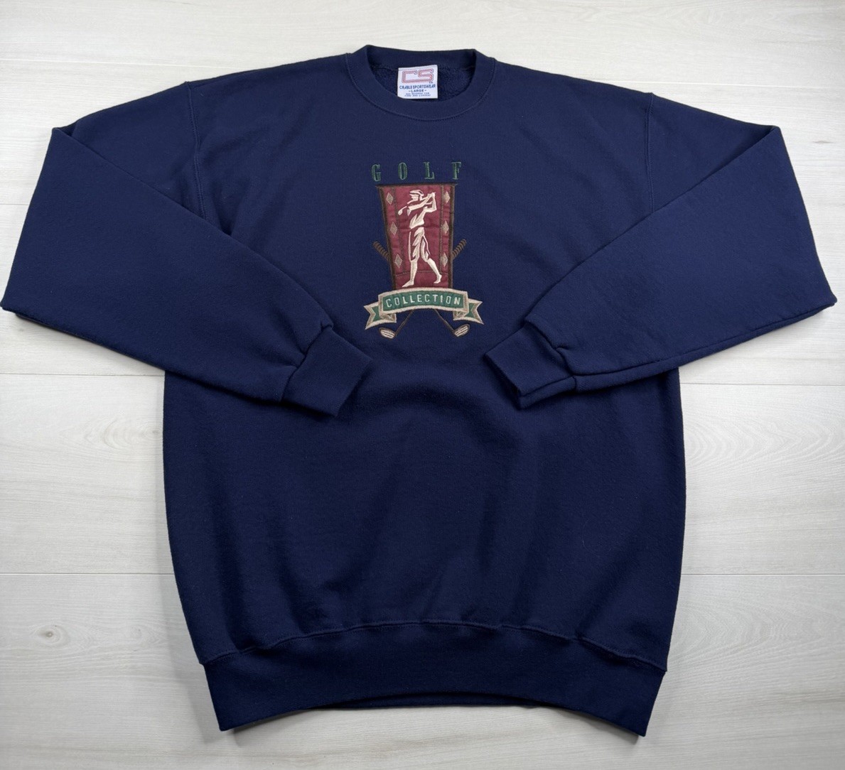 Vtg Crable Sportswear Crewneck Sweatshirt Golf Embroidered Blue 90s USA Made L Vtg Crable Sportswear Crewneck Sweatshirt Golf Embroidered Blue 90s USA Made L