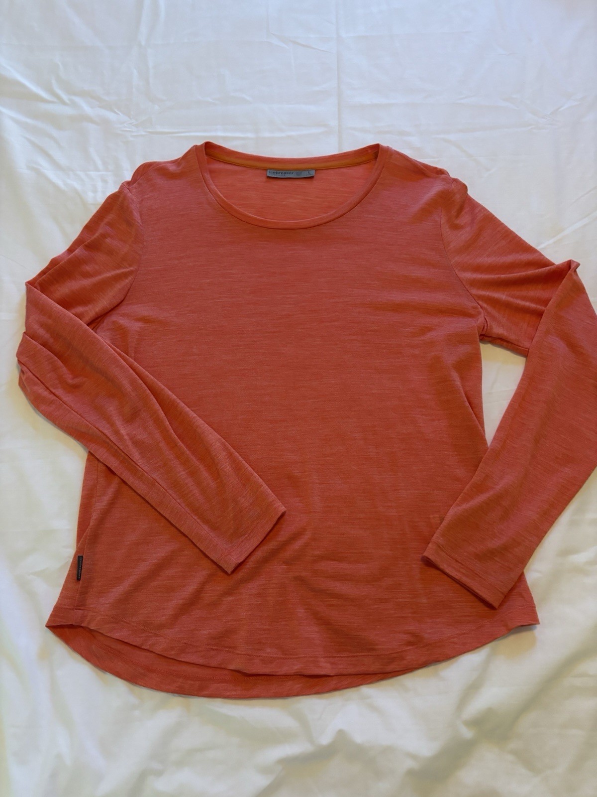 Icebreaker Merino Wool Blend Cool Lite Sphere Long Sleeve Orange Women’s Shirt L Icebreaker Merino Wool Blend Cool Lite Sphere Long Sleeve Orange Women’s Shirt L