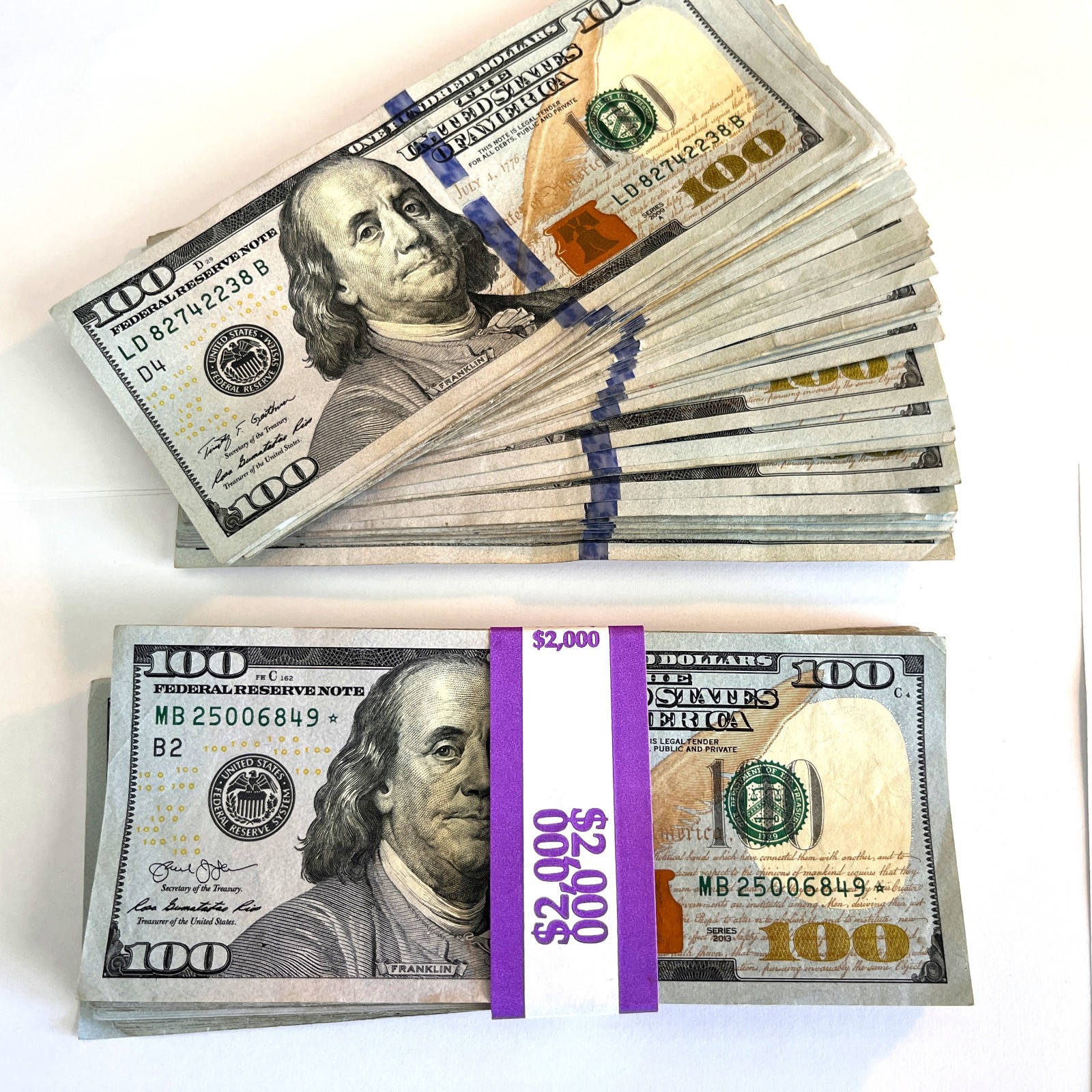 Lot 20x One Hundred ($2000) Dollar Bills Real U.S. Money from Pack. Normal Cash Lot 20x One Hundred ($2000) Dollar Bills Real U.S. Money from Pack. Normal Cash