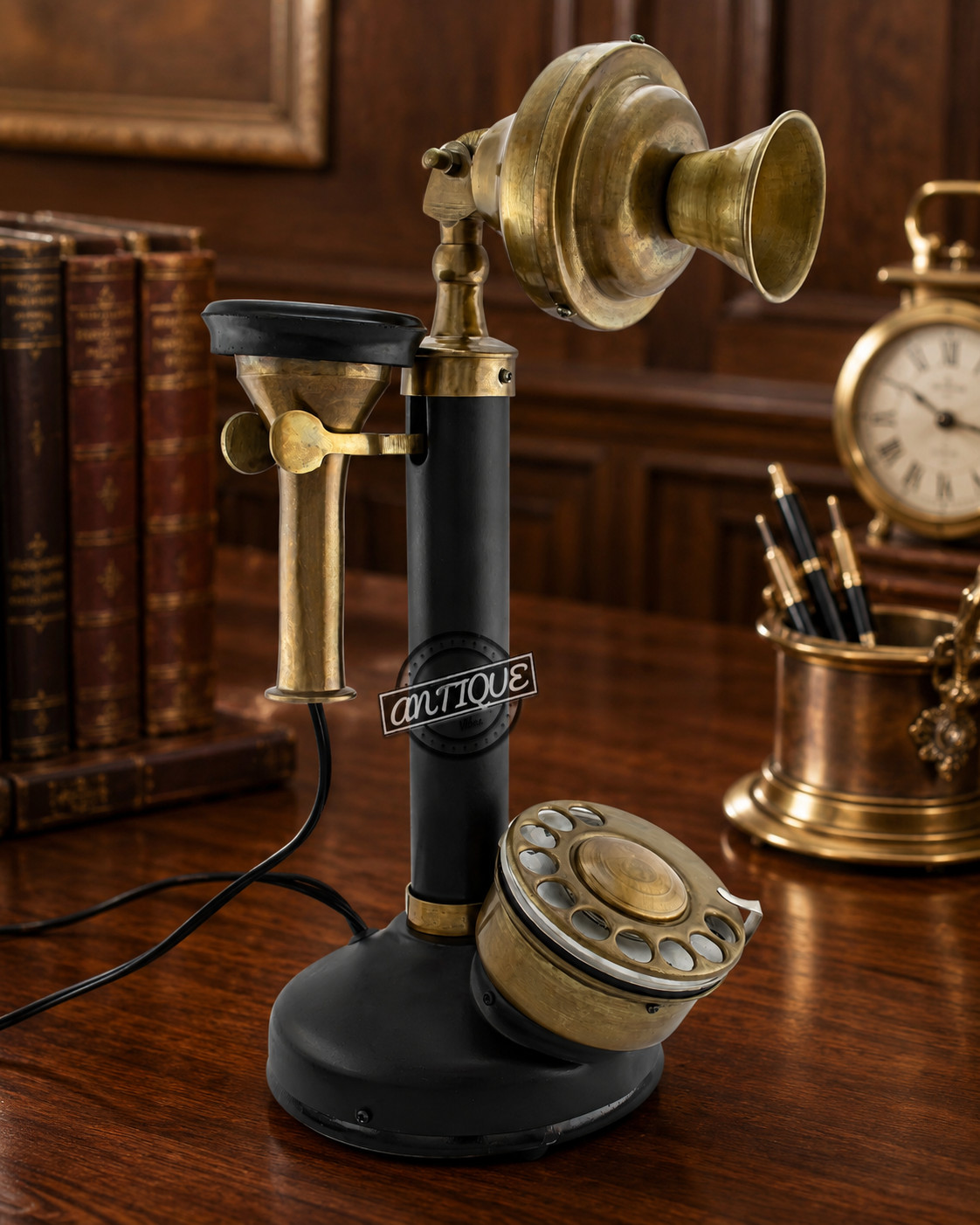 Antique Handmade Brass Phone Candlestick Telephone Rotary Dial Vintage Home Deco Antique Handmade Brass Phone Candlestick Telephone Rotary Dial Vintage Home Deco
