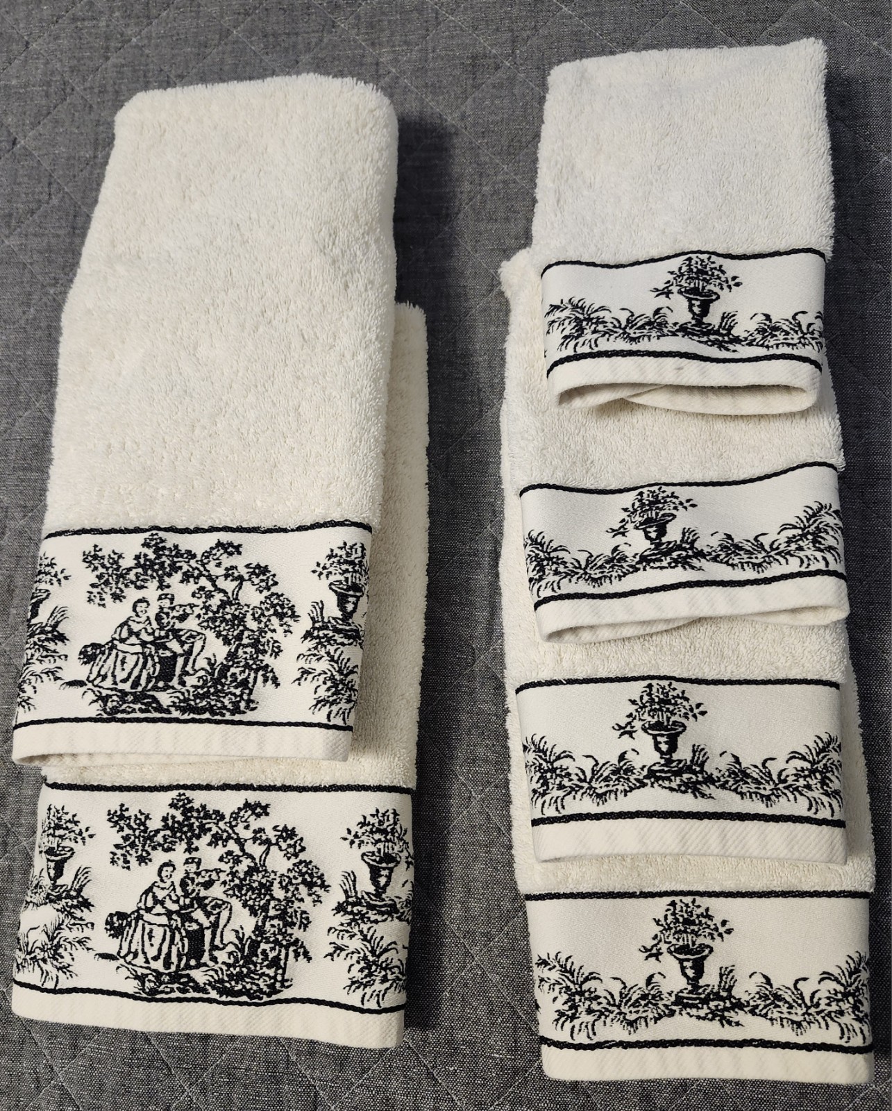 Vintage Turkish Towel Co Embellished Hand & Guest Towel Set Of 6 Ivory/Black Vintage Turkish Towel Co Embellished Hand & Guest Towel Set Of 6 Ivory/Black