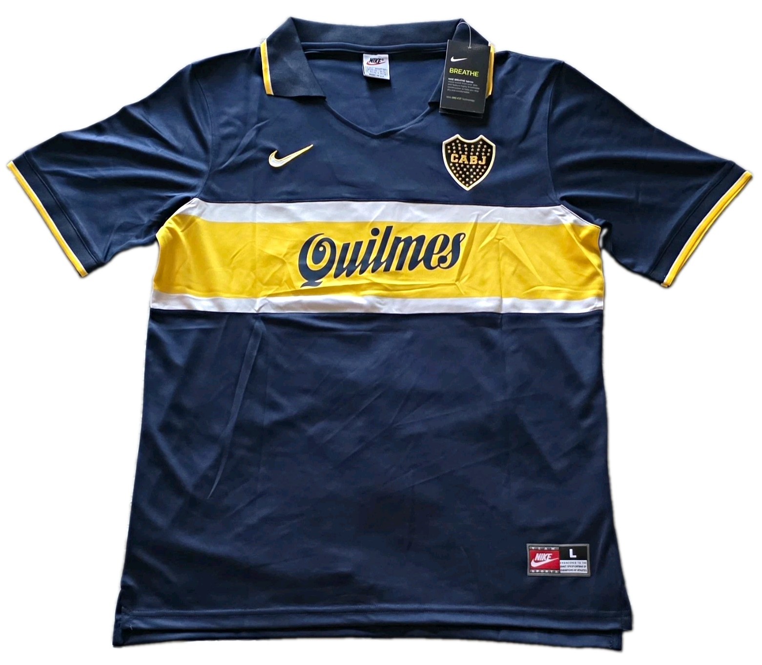 Nike Boca Juniors Diego Maradona #10 Soccer Jersey Men’s L Blue Yellow White Nike Boca Juniors Diego Maradona #10 Soccer Jersey Men’s L Blue Yellow White