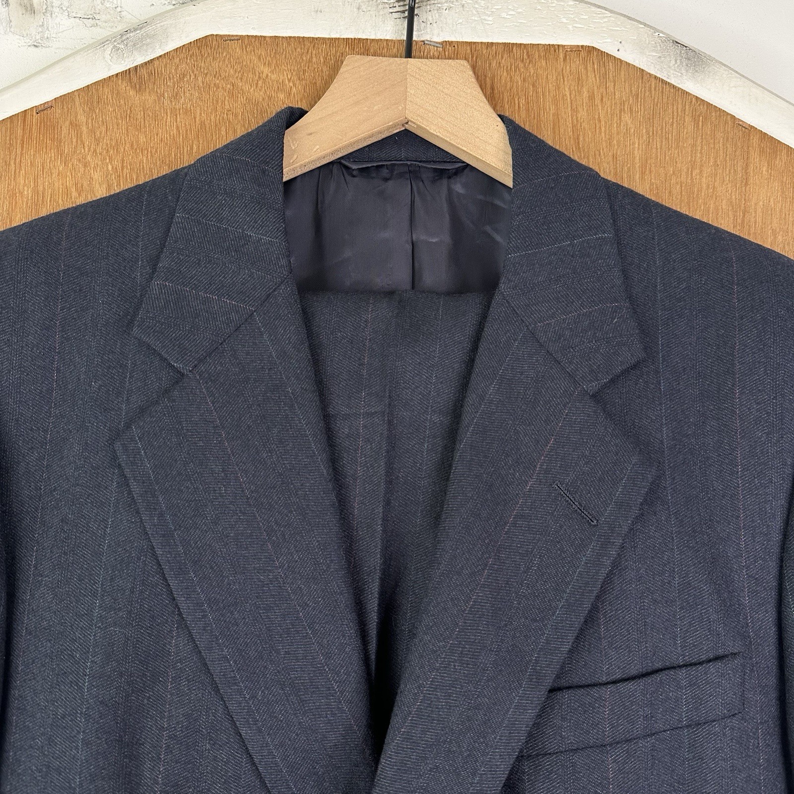 VTG Hickey Freeman Suit Mens 42R Navy Blue Pinstripe 2 Button Heavy Wool 36x28 VTG Hickey Freeman Suit Mens 42R Navy Blue Pinstripe 2 Button Heavy Wool 36x28