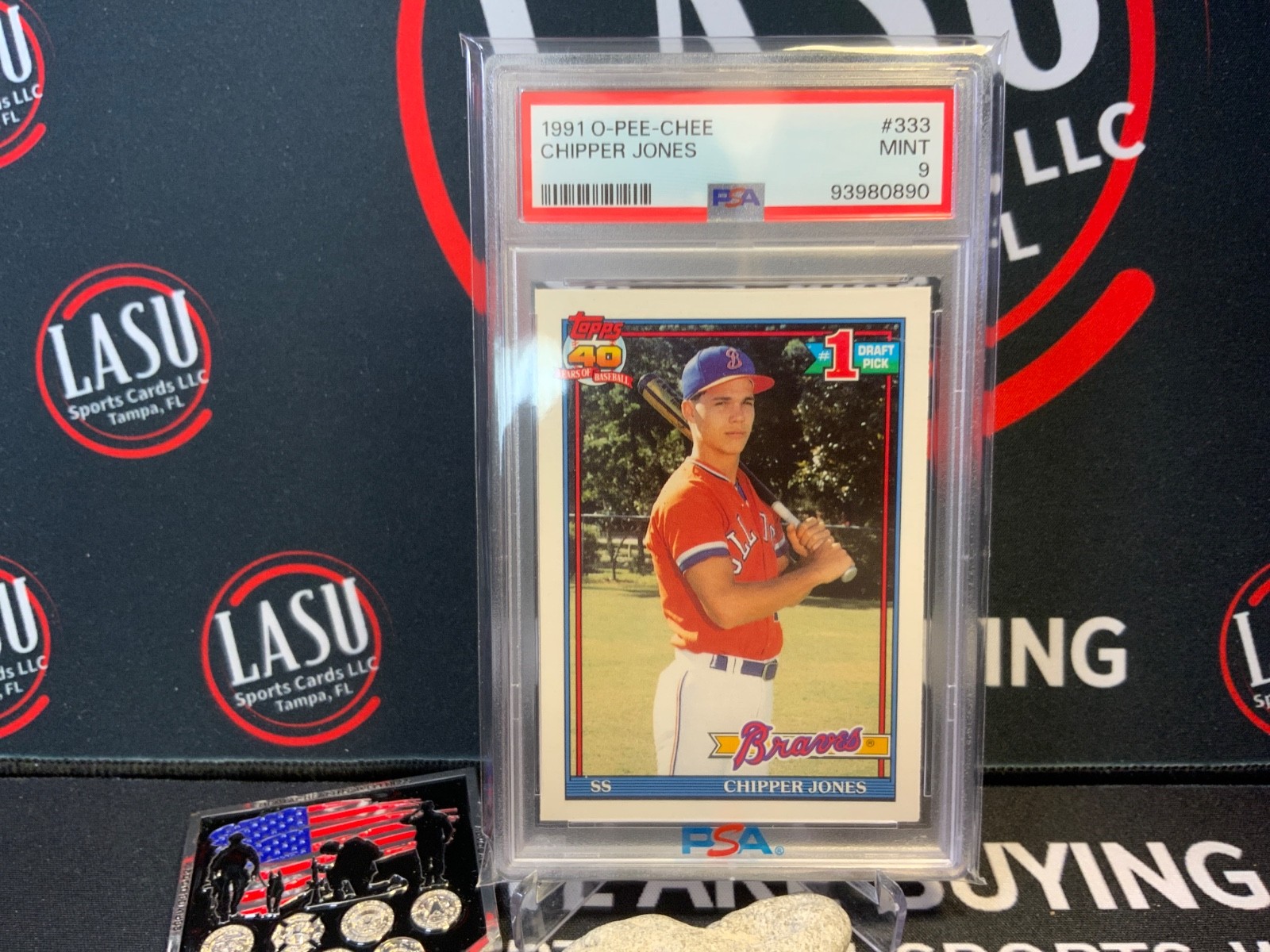 1991 O-Pee-Chee OPC #333 Chipper Jones Braves RC Rookie HOF PSA 9 MINT
