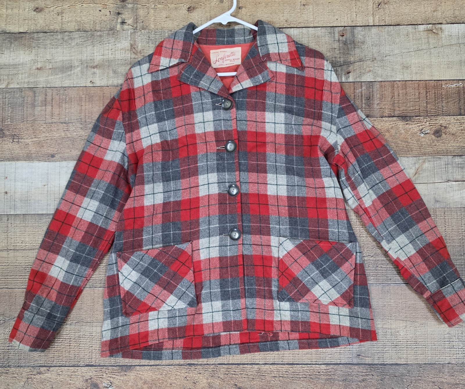 Vtg 50s Womens Loaferette Wool Flannel Jacket Sz L Great Condition RARE
