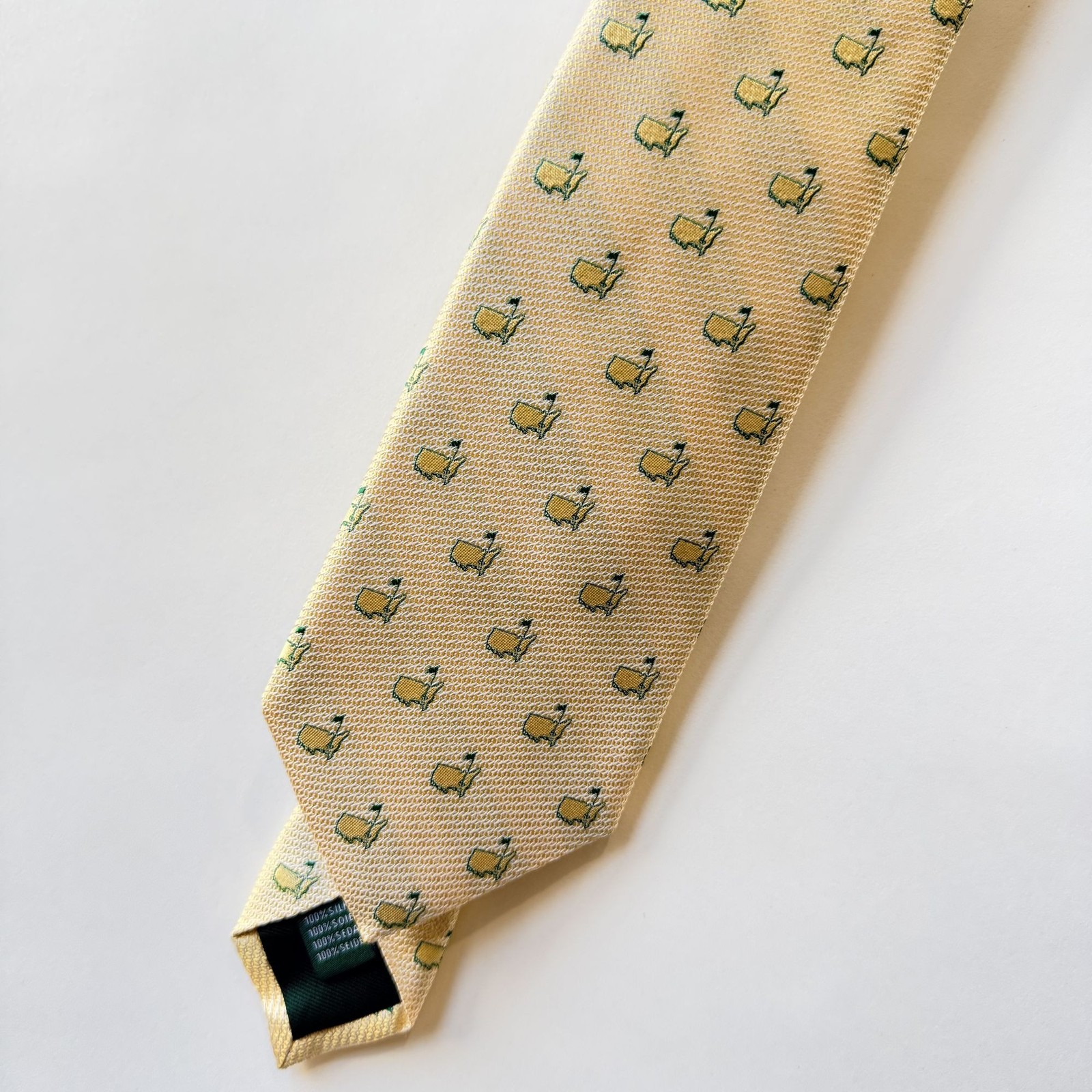 Masters Augusta National Golf Club Necktie Yellow Green Logo Made in Italy