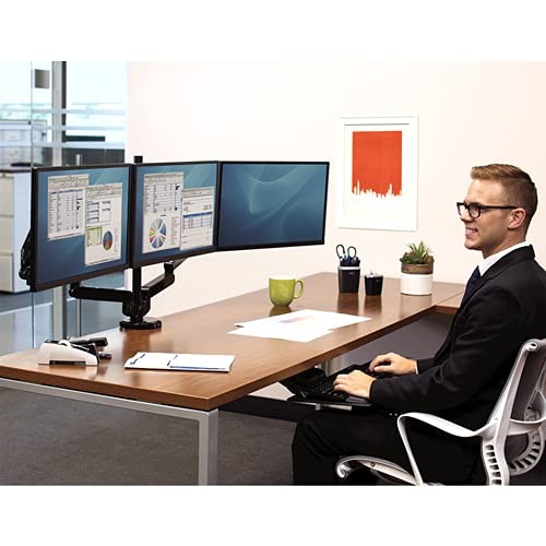FELLOWES PLATINUM SERIES TRIPLE MONITOR ARM FOR 27-INCH MONITORS, FULL -  BLACK