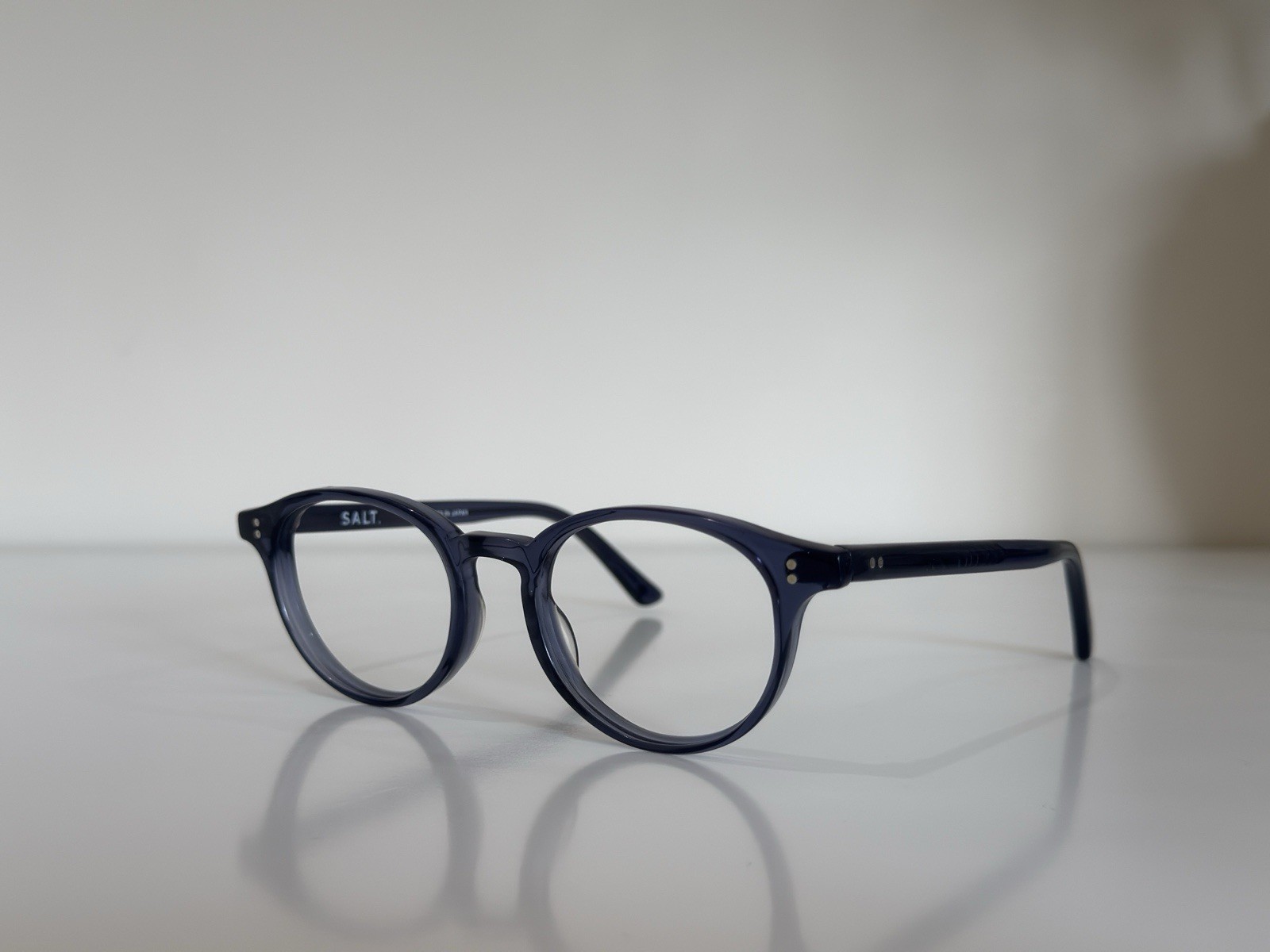 Salt Spencer 46 Round Blue Clear Eyeglasses Japan Optical Frame 46-19-145