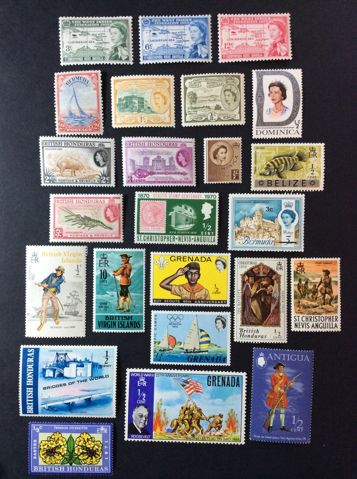 BroadviewStamps British mostly Caribbean 24 stamps MNH F-VF