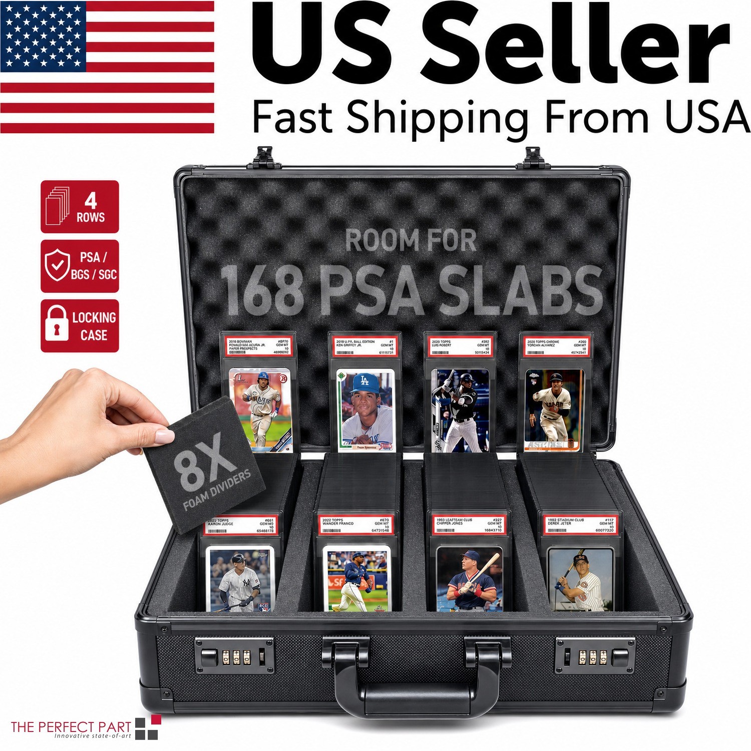 Graded Card Storage Case Holds 168 Slabs PSA BGS SGC Trading Card Box Slab Case