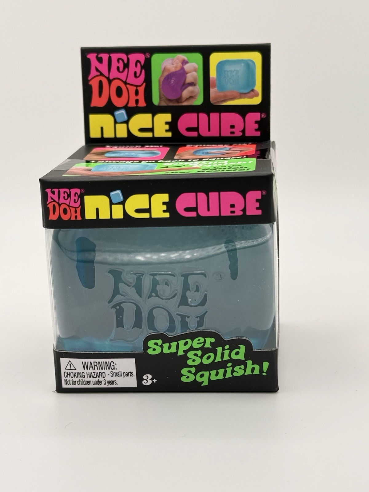 Nee Doh Nice Cube - Super Solid Squish (Blue) - Brand New/Factory Sealed