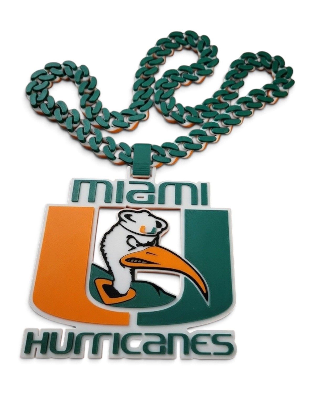 College Football Miami Hurricanes 3D Printed Hype Chain New Style- Cuban Link 