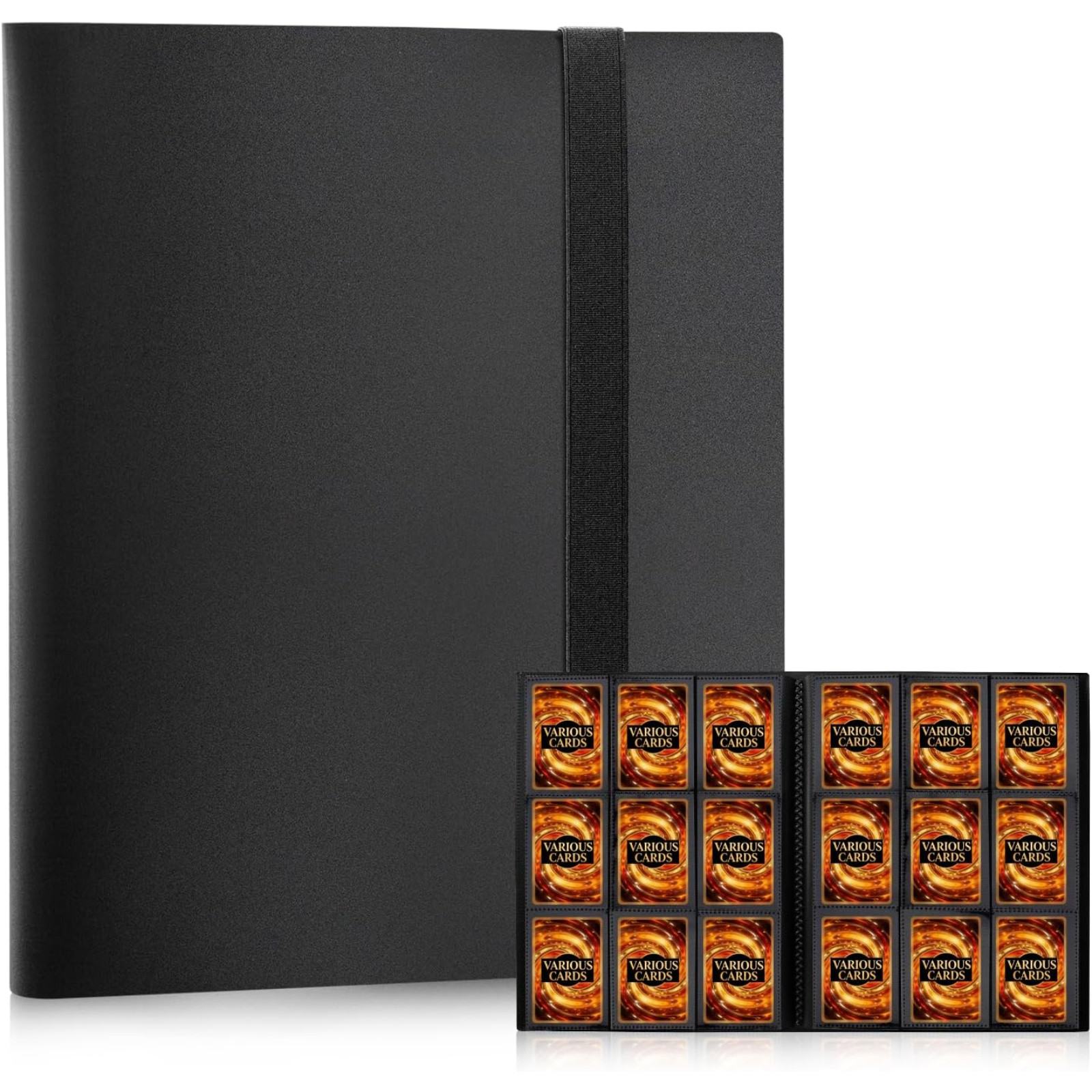 9 Pocket Card Binder 360 Capacity Trading Card Holder Album Side Loading Black