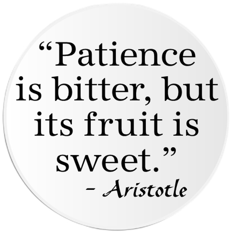 Patience Is Bitter Its Fruit Is Sweet Aristotle Quote 3 Inch Circle Sticker Gift
