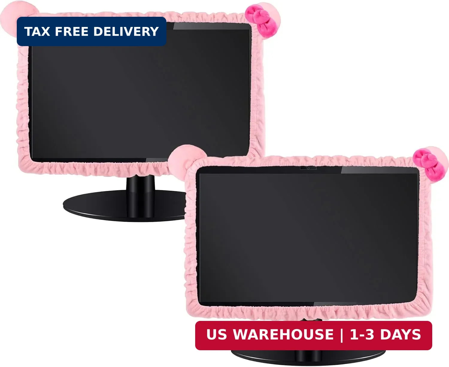 Remagr 2 Pcs 20\'\'-29\'\' Kawaii Computer Monitor Cover with Cat Ear Design, Furry