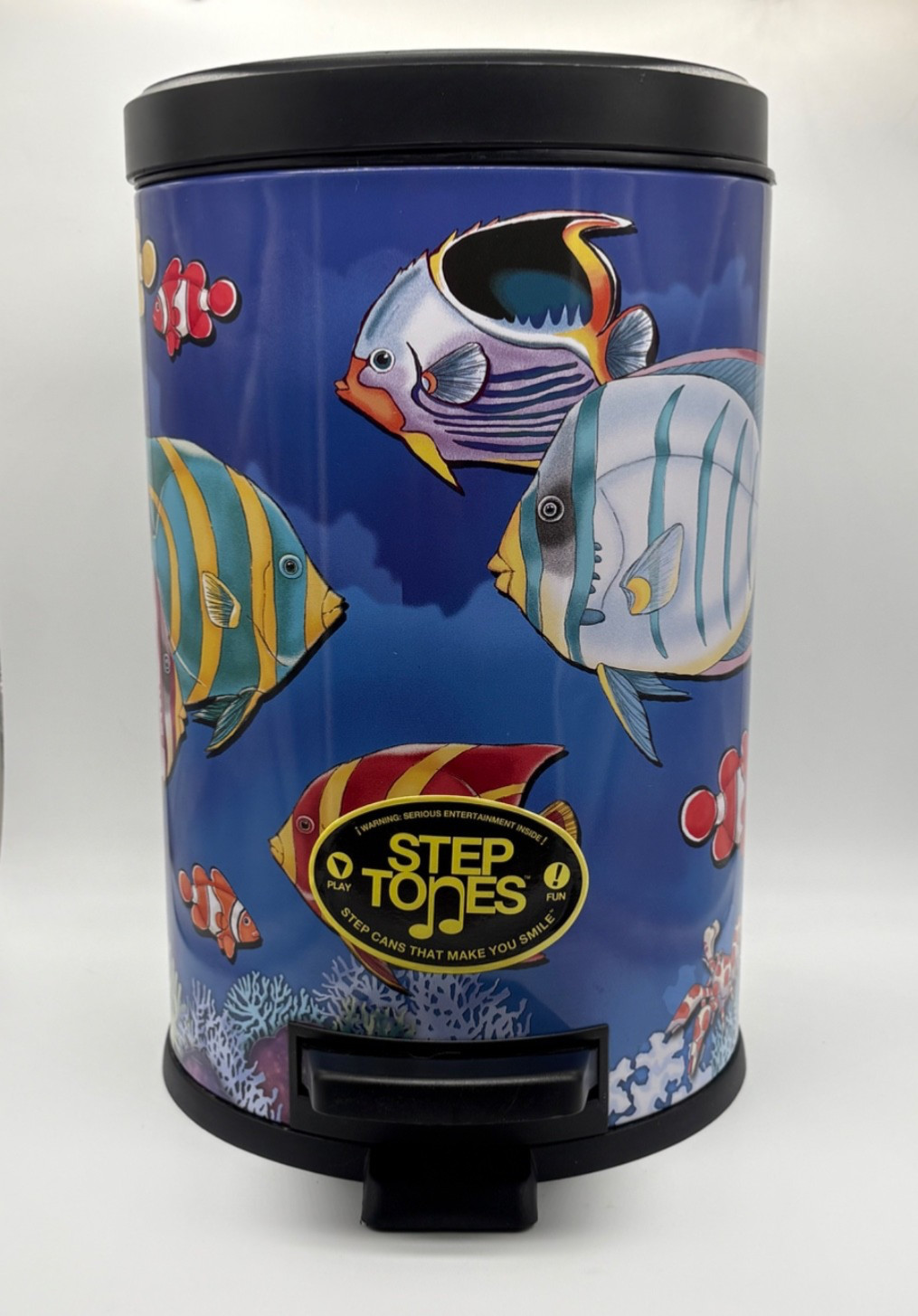 VTG Y2K Frutiger Aero Step Tones Fish Aquarium Metal Trash Can Bin W/Sounds RARE