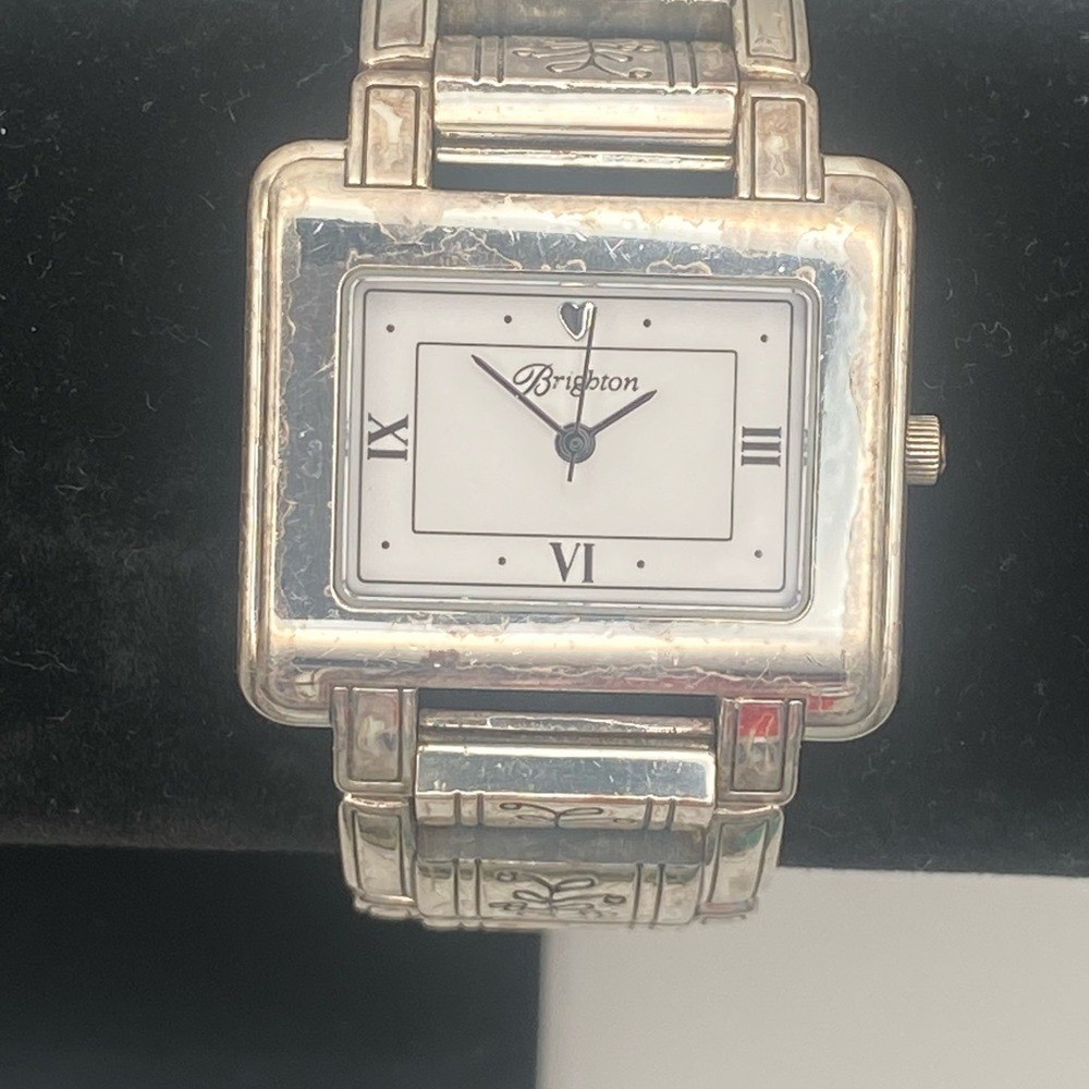 Brighton Silver Rectangular Bracelet Watch with White Dial-Working New Battery