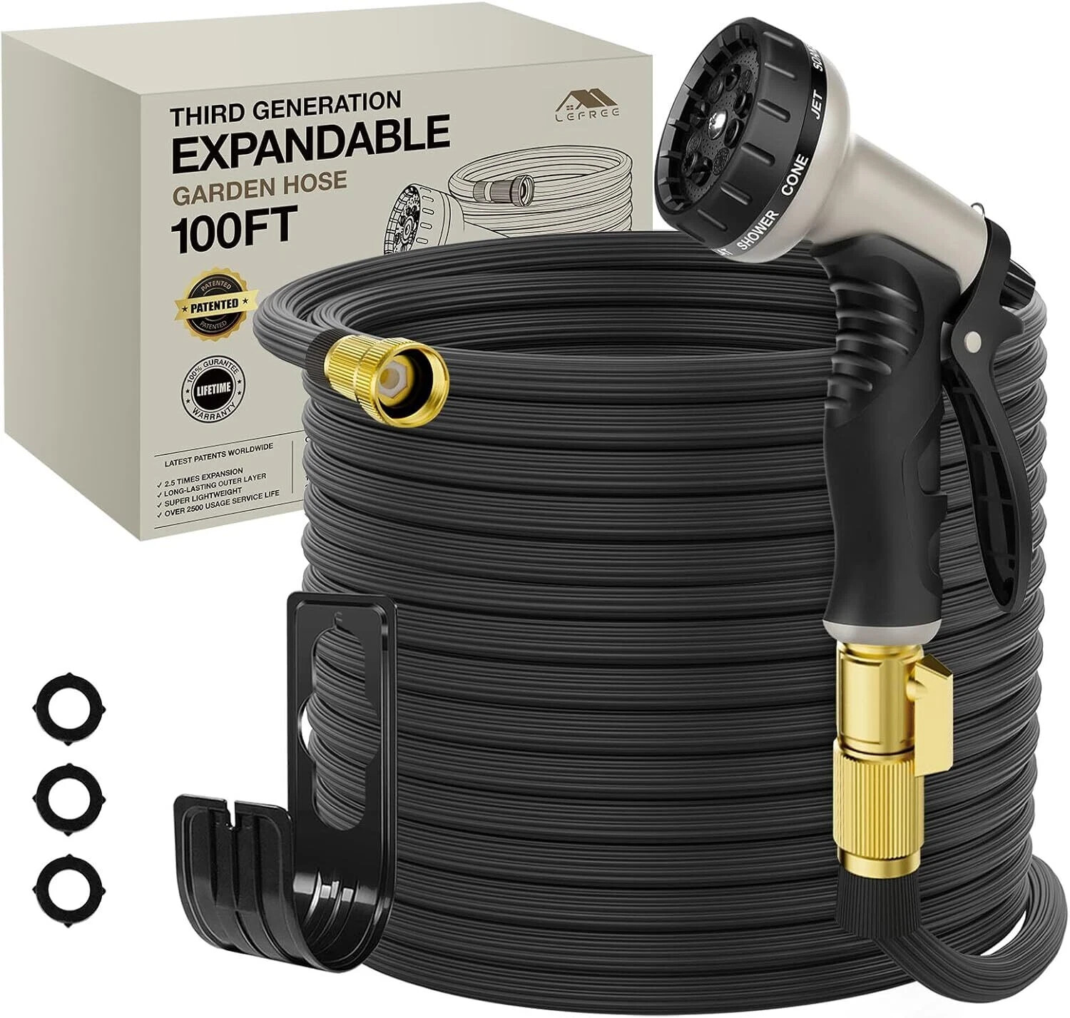 100FT HEAVY DUTY EXPANDABLE GARDEN HOSE 3-LAYER FLEXIBLE PIPE 10 FUNCTION SPRAY 100FT HEAVY DUTY EXPANDABLE GARDEN HOSE 3-LAYER FLEXIBLE PIPE 10 FUNCTION SPRAY