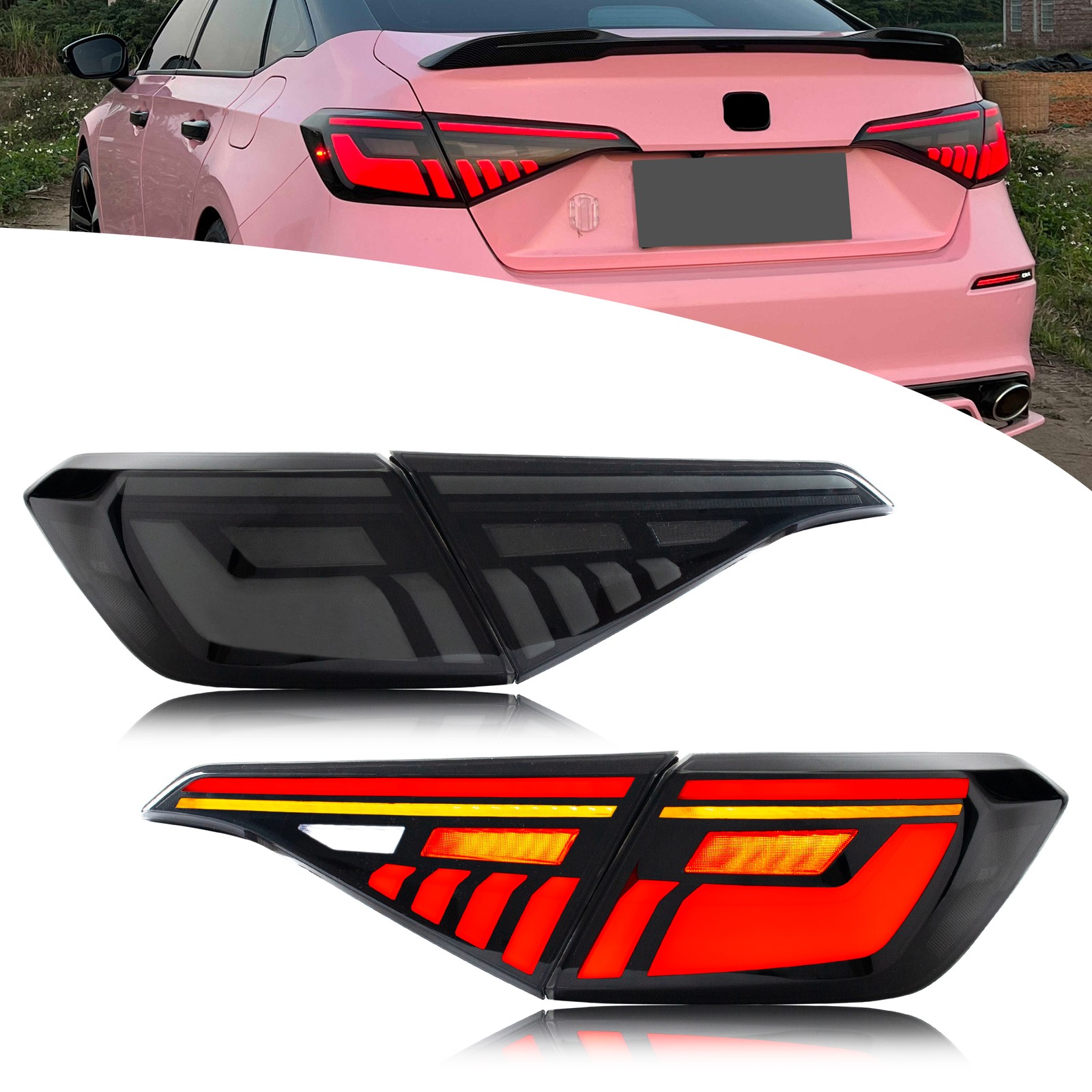 LED Tail Lights for Honda Civic 11th Gen 2022-2026 Sedan V2 Rear Lamps Assembly