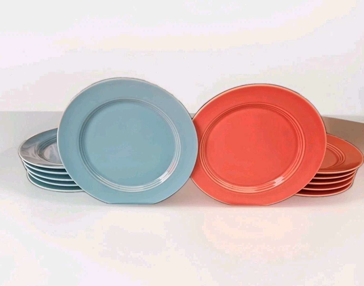 Set Of 12 ( 6 Pink + 6 Blue) Vintage Homer Laughlin Fiestaware 7.25\