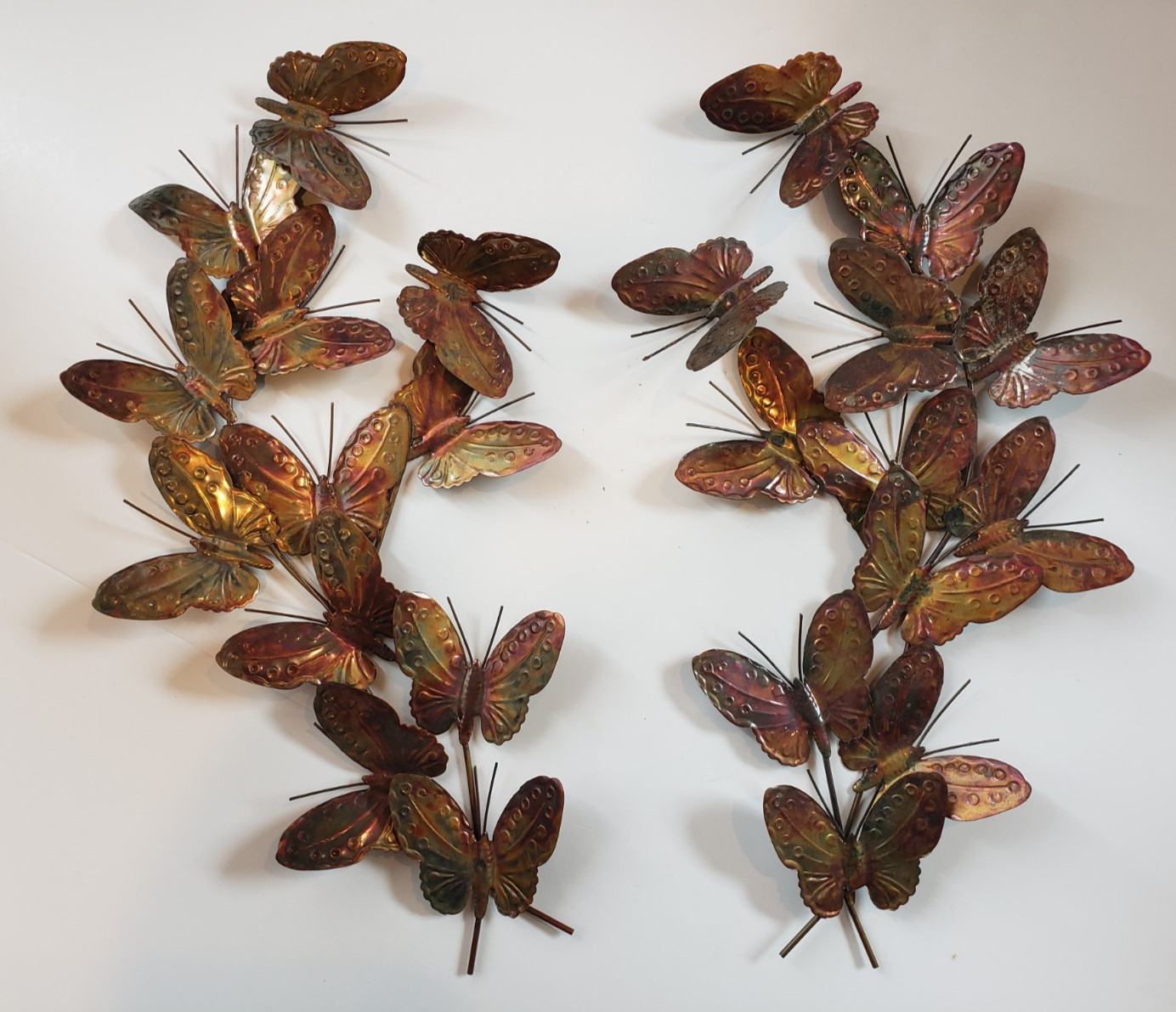 Vtg 1970\'s Pair Brass Copper Metal Butterfly Branch 16\