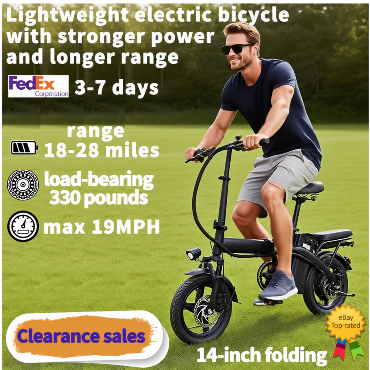 Electric Bicycle, 330 Lbs Load Capacity, 19 Mph Top Speed, Long-Lasting Battery,