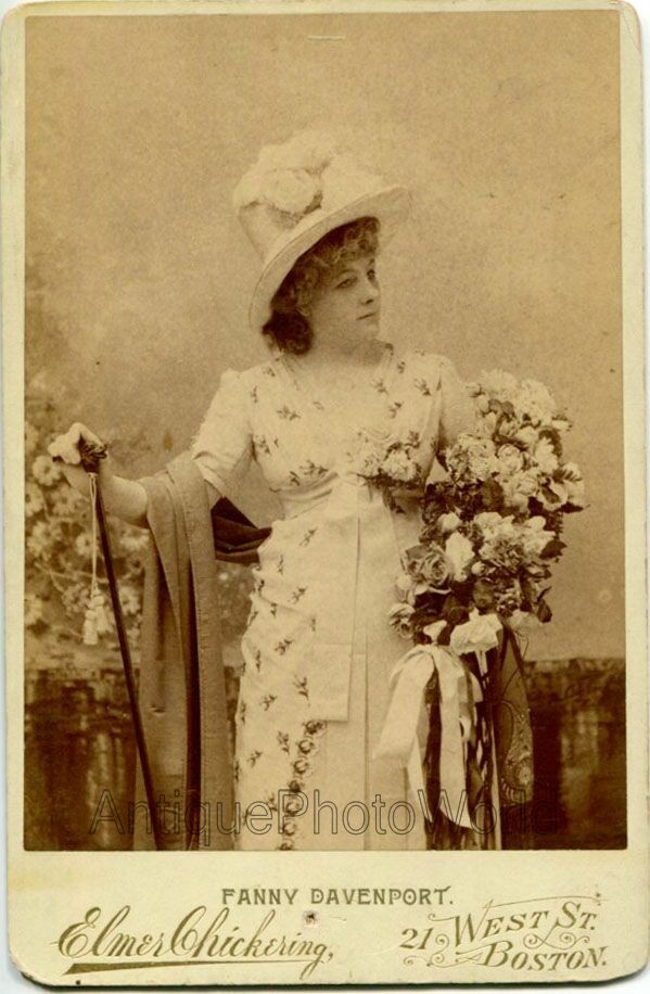 Fanny Davenport theater stage actress antique cabinet photo by Elmer Chickering Fanny Davenport theater stage actress antique cabinet photo by Elmer Chickering