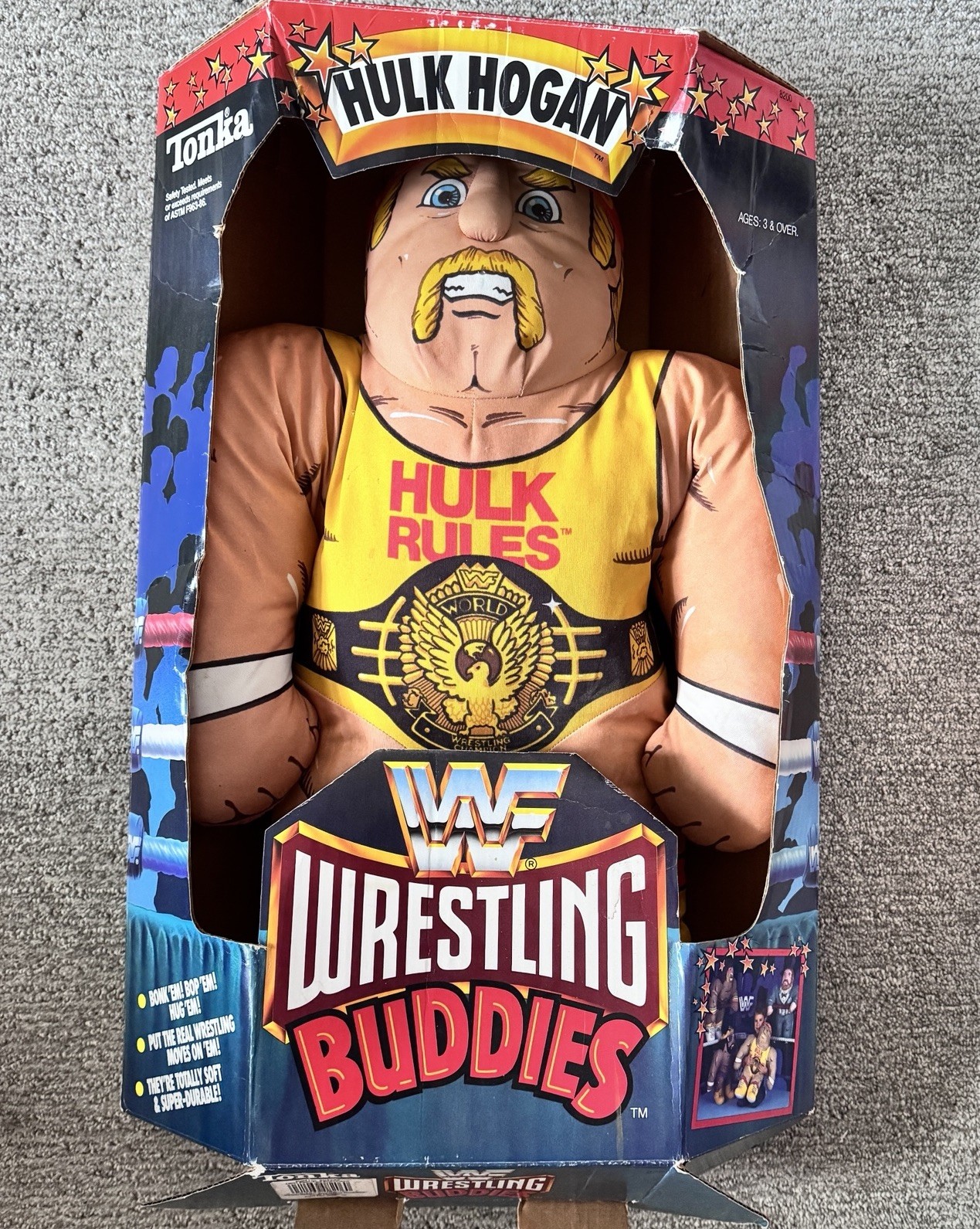 Vintage 1990 Tonka Wrestling Buddies Hulk Hogan In Original Box Used Pre-Owned