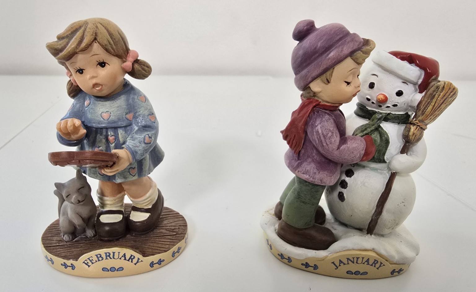 MJ Hummel 2016 Calendar Figurines January February Set Danbury Mint w Box COA