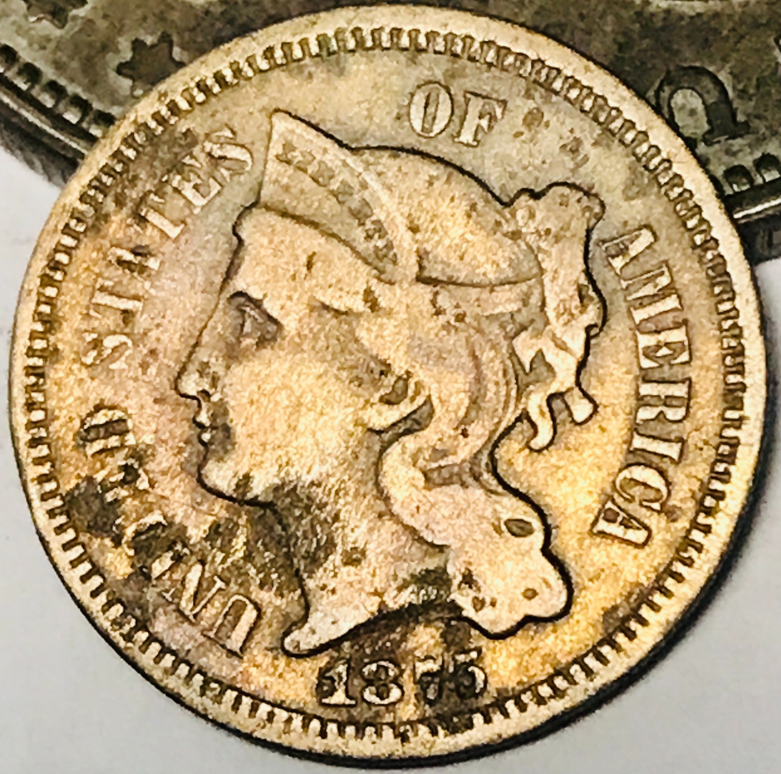 1875 Three Cent Nickel Piece 3C Ungraded US Type Coin CC31667
