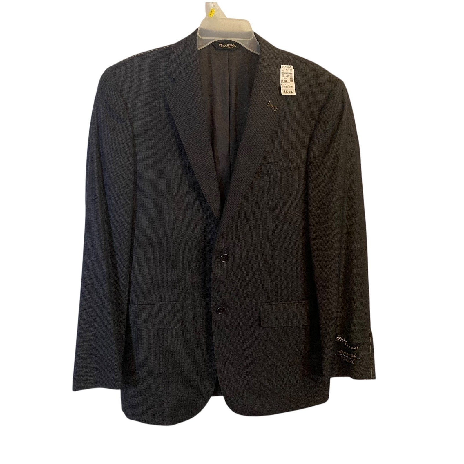 Jos A Bank Signature Gold Tailored Fit Superfine Wool Blazer Men\'s 40L Gray NWT