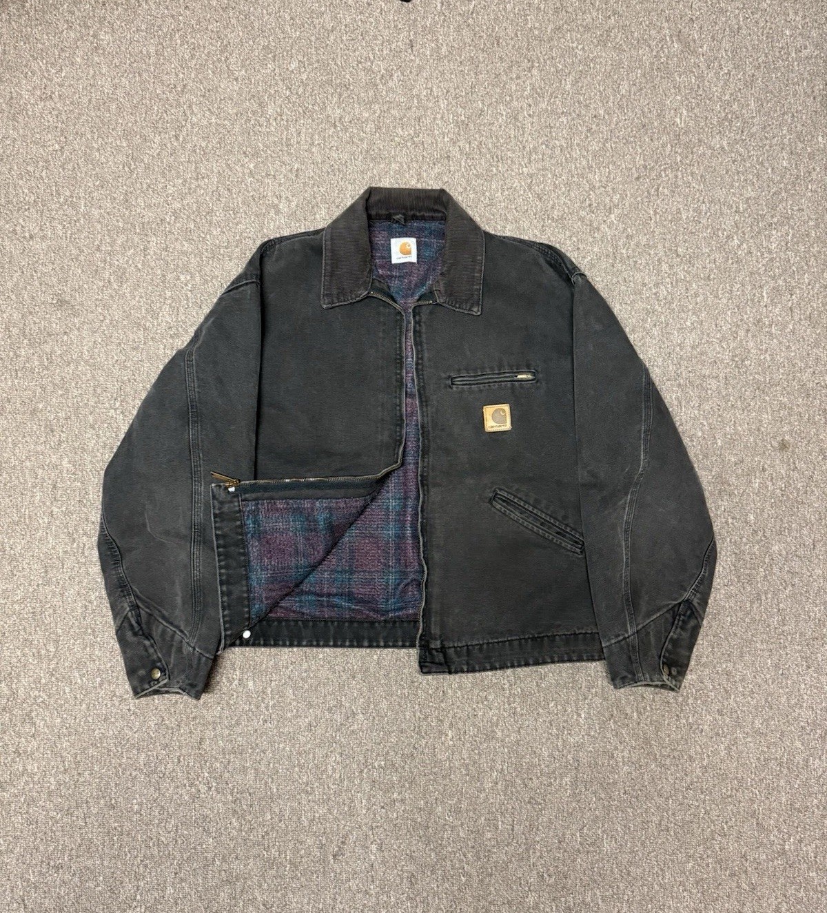 Vintage 1998 Rare Carhartt  J43 Onyx Detroit Jacket Mens M Aztec Blanket