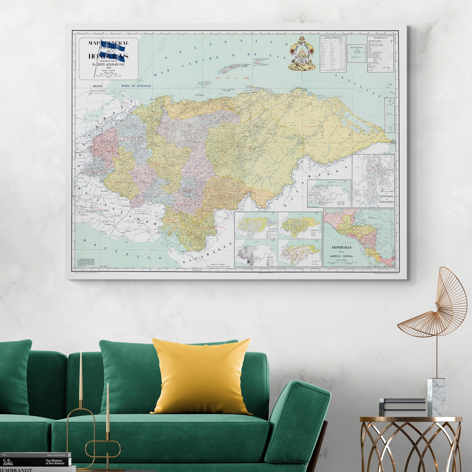 1954 Map of Honduras – Cold War Era Central American Cities & Terrain