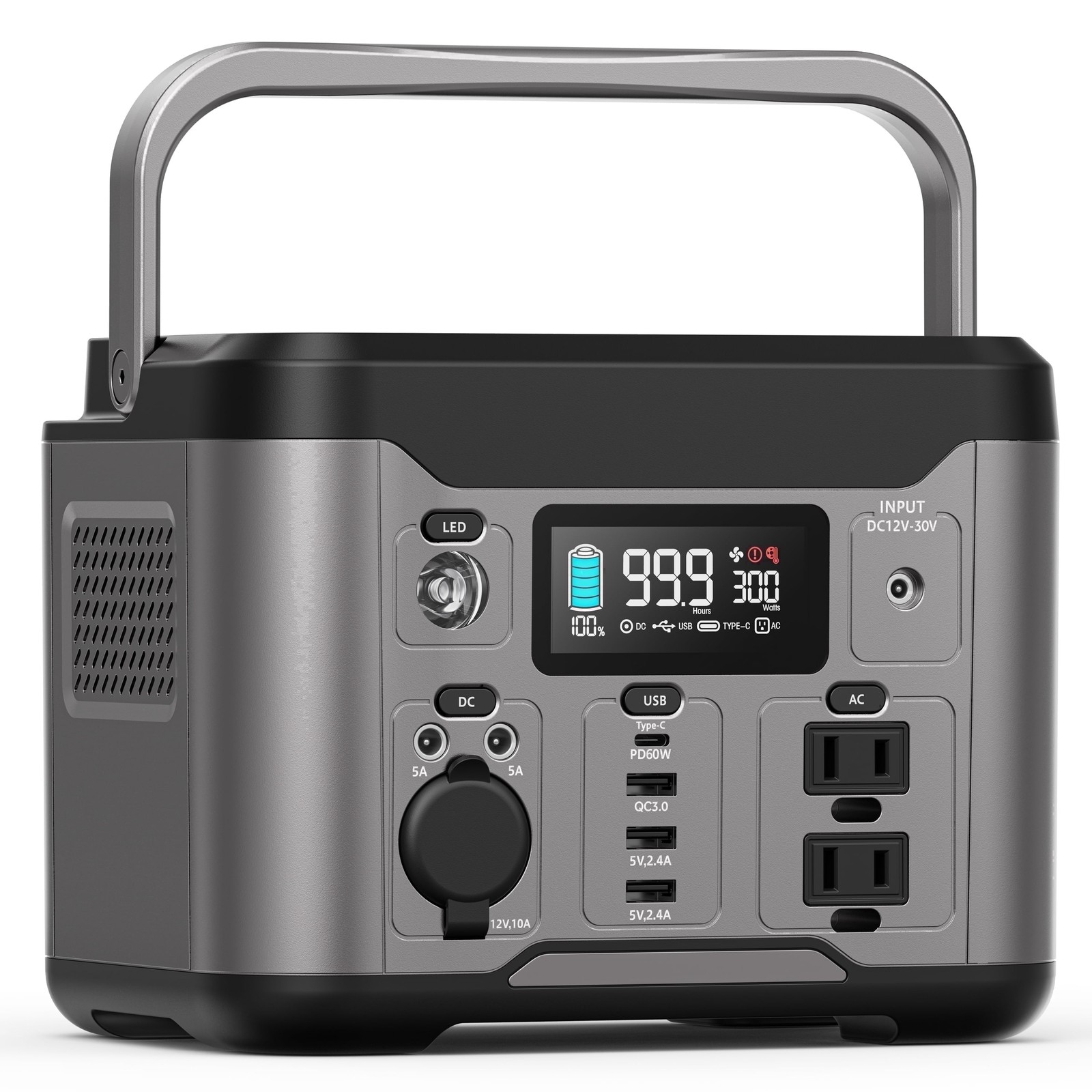 Qunler Portable Power Station, 300W Continuous, 296Wh Battery, 60W USB-C PD,