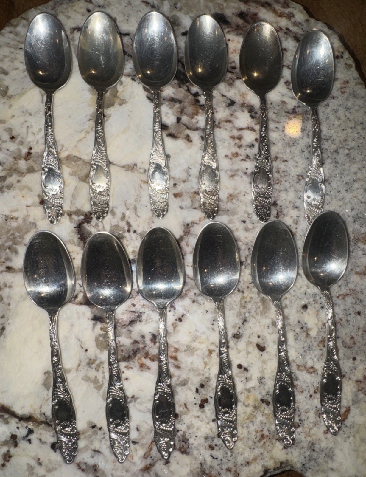 12 Matching Antique Towle Sterling Silver Demitasse Espresso Spoons 1892 No Mono