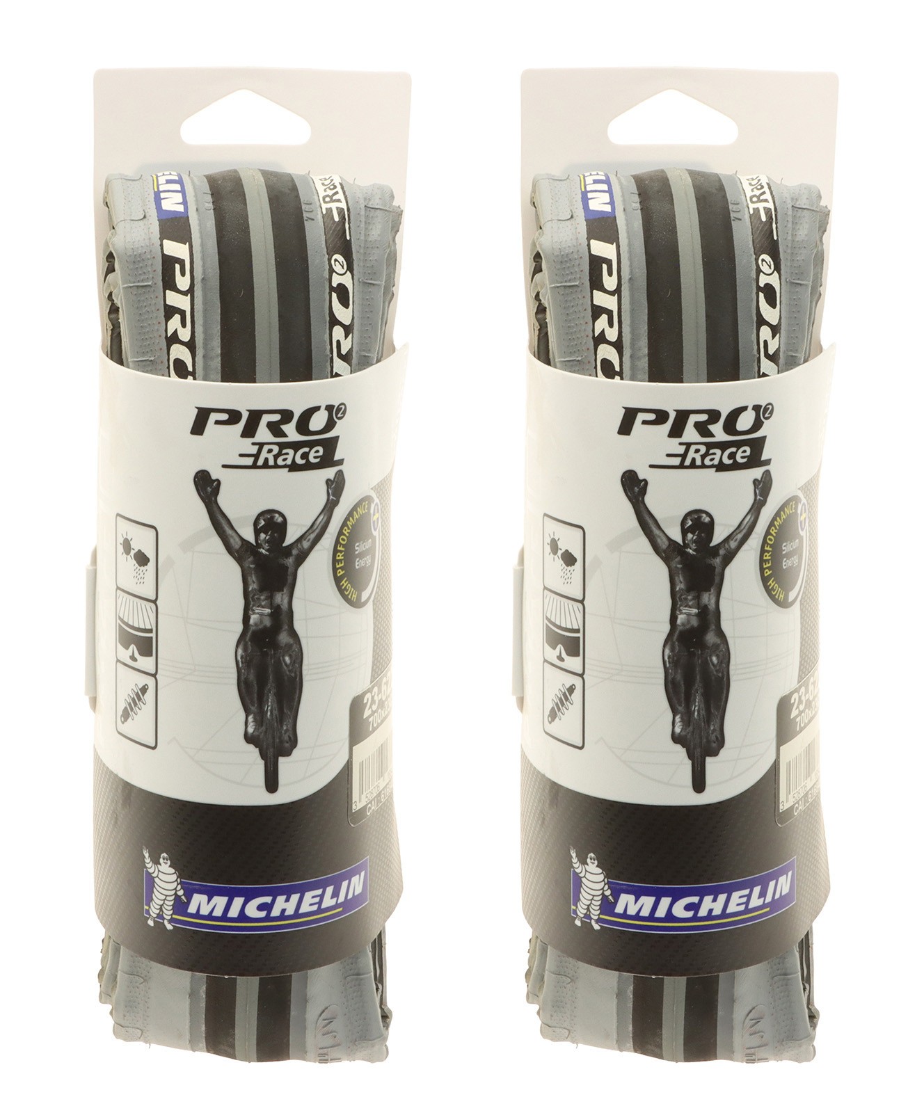 Michelin Pro 2 Race Clincher Tires 700x23c Light Gray/Black Road PAIR NEW NOS