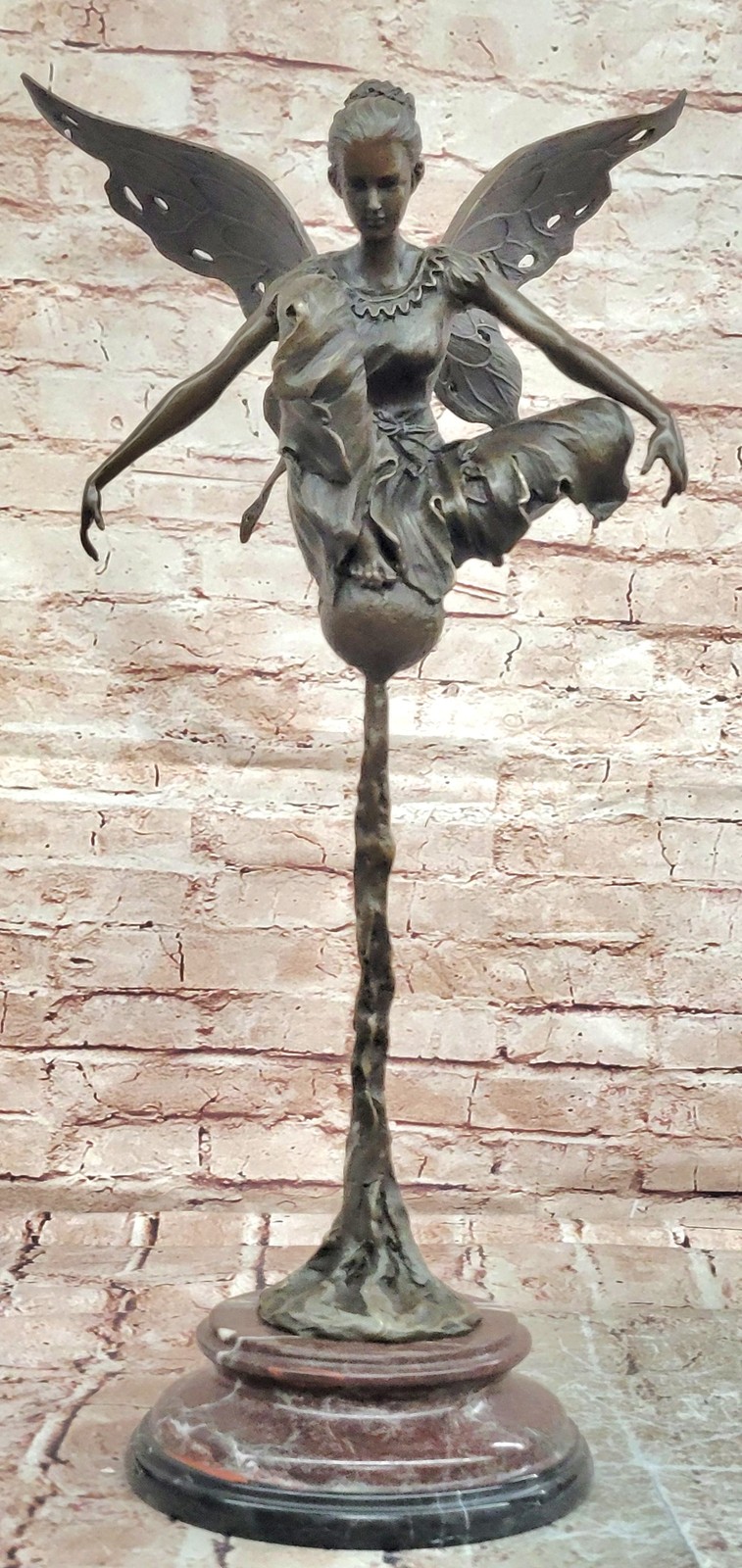 Signed Original Cesaro Bronze Metal Fairy Angel Statue Sculpture Art Deco