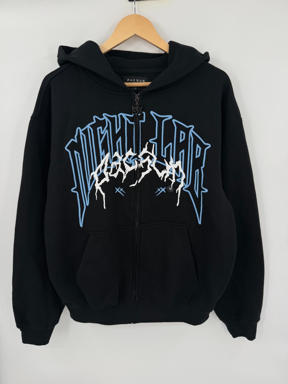 NEW PacSun x NL25h+ Night Lab Full Zip Hoodie Black Men\'s Medium Gothic Y2K NEW PacSun x NL25h+ Night Lab Full Zip Hoodie Black Men\'s Medium Gothic Y2K