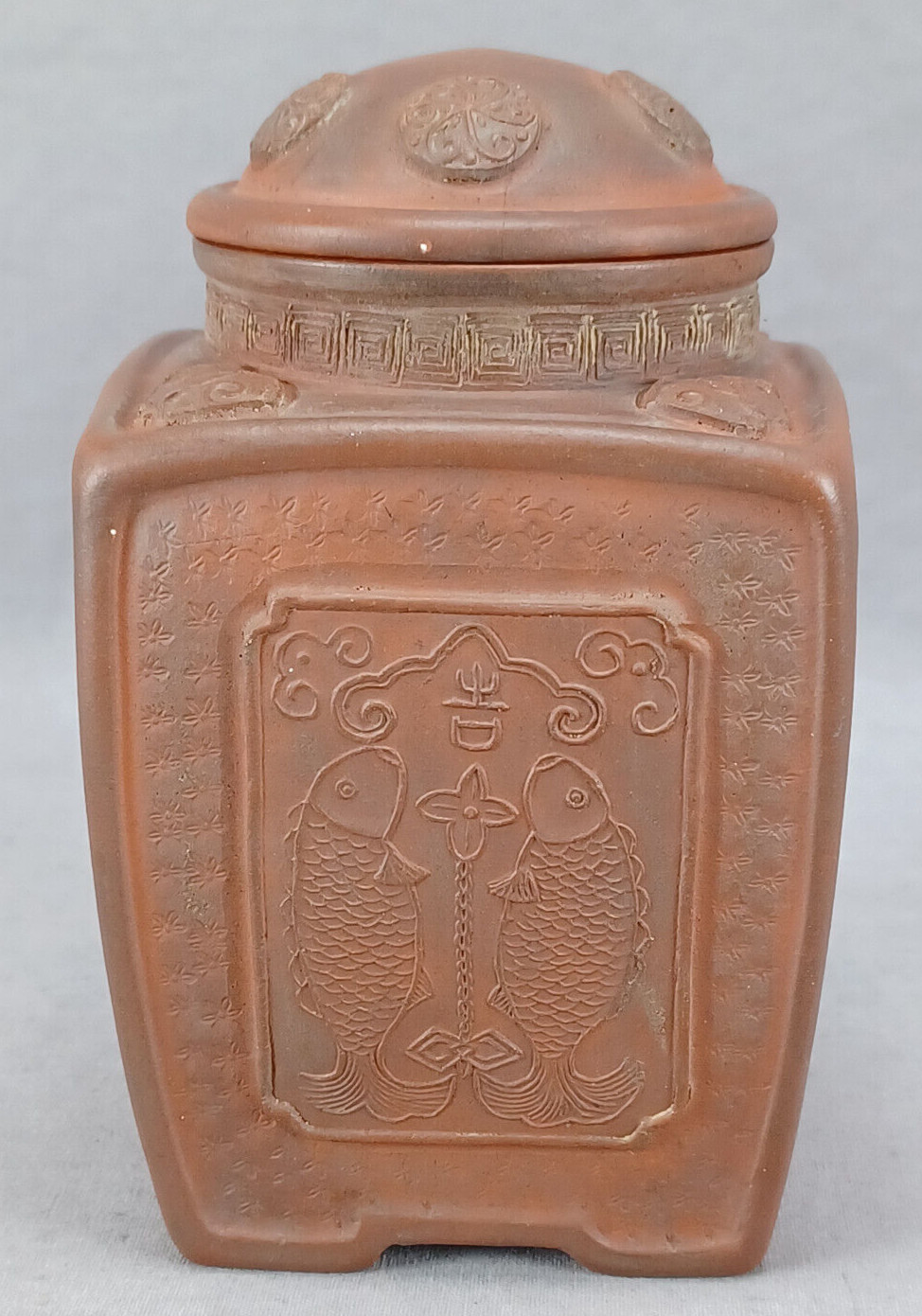 Antique Early 20th Century Yixing Pottery Stoneware Tea Caddy