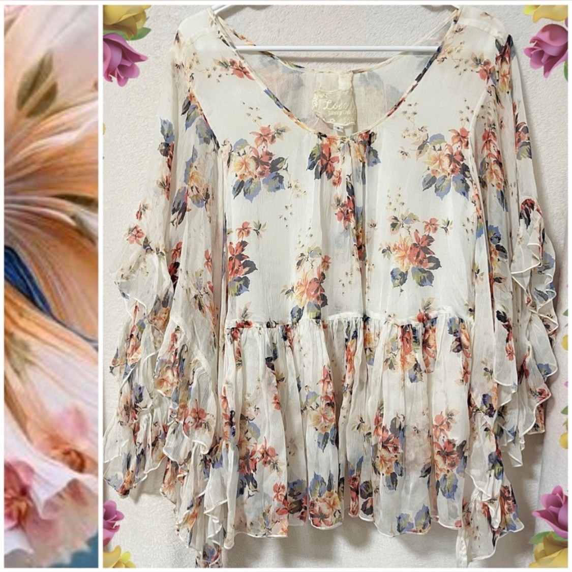 RARE FIND Johnny Was Live Whimsical Ethereal Silk Flowy Boho Fairy Top Size S