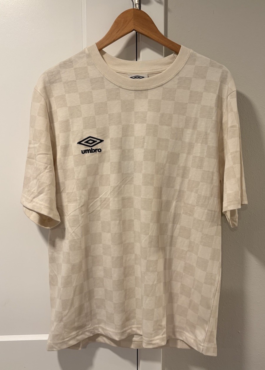 Umbro Tee T-Shirt Checkered Crewneck Short Sleeve Oatmeal Beige Men’s M NWT Umbro Tee T-Shirt Checkered Crewneck Short Sleeve Oatmeal Beige Men’s M NWT