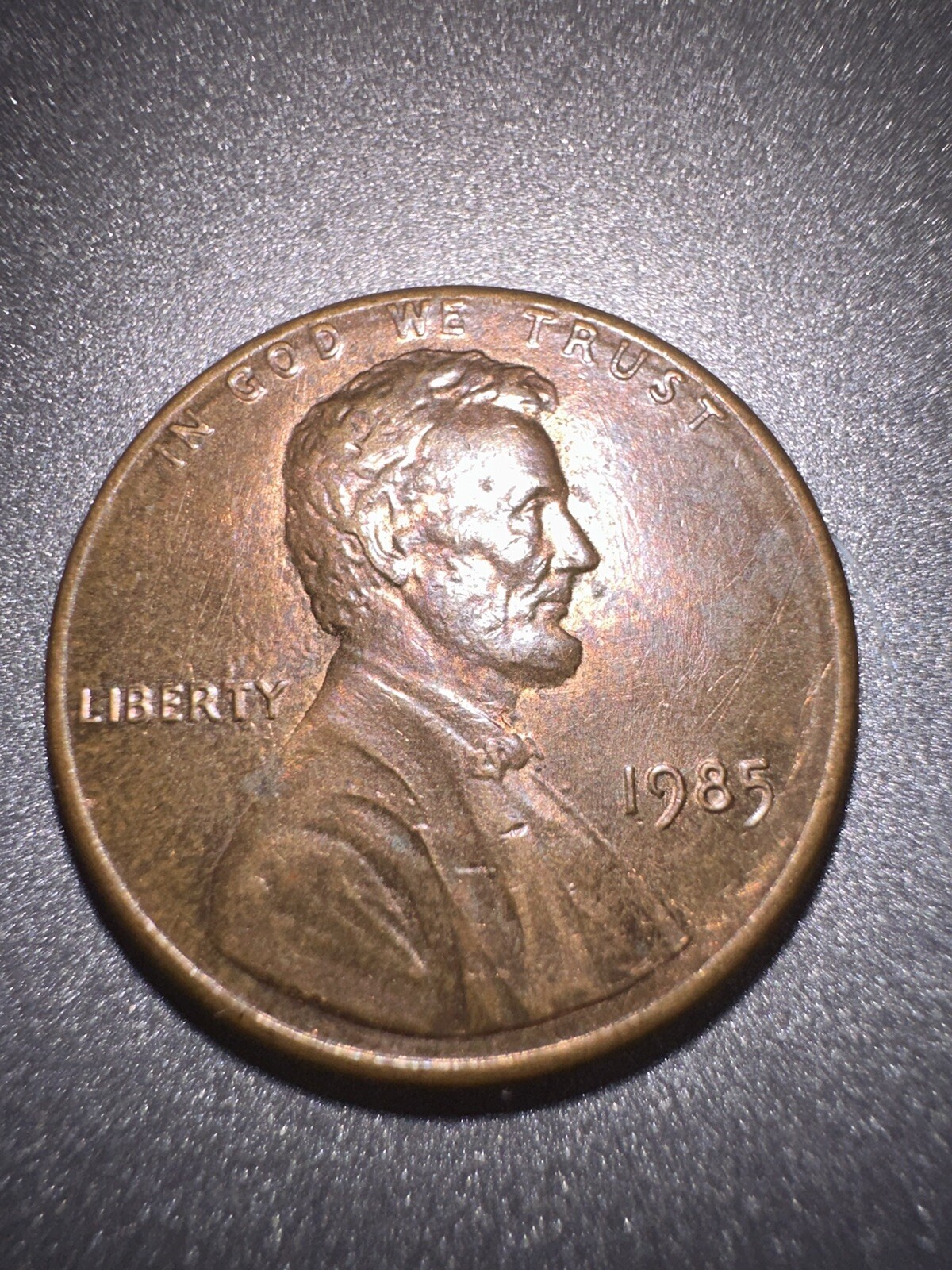 RARE 1985 Lincoln penny no mint mark, No Initial FG RARE 1985 Lincoln penny no mint mark, No Initial FG