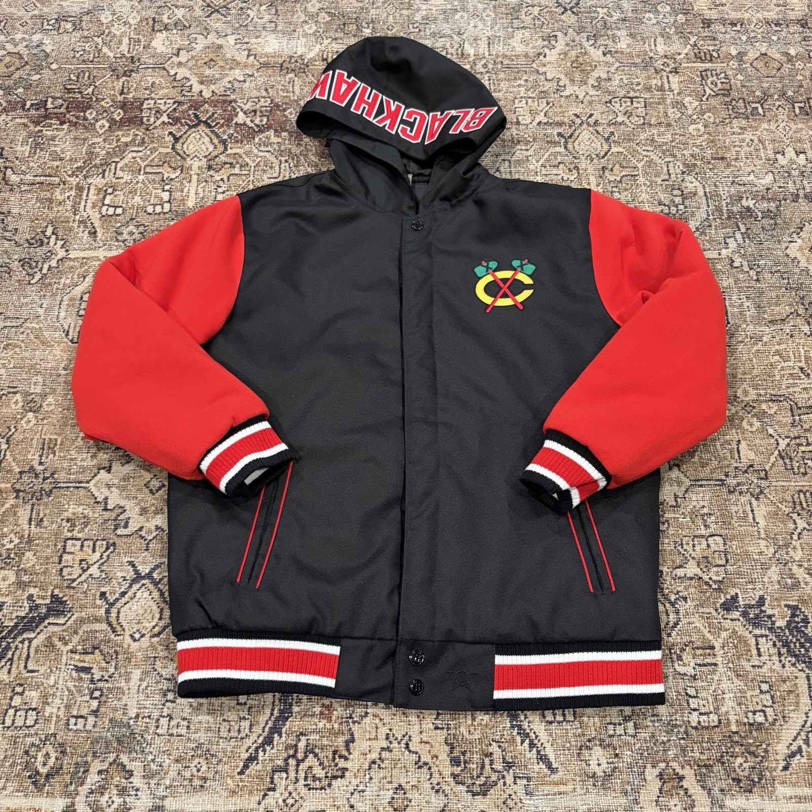 Vintage Jeff Hamilton Chicago Blackhawks Jacket NHL Reversible YOUTH Large Vintage Jeff Hamilton Chicago Blackhawks Jacket NHL Reversible YOUTH Large