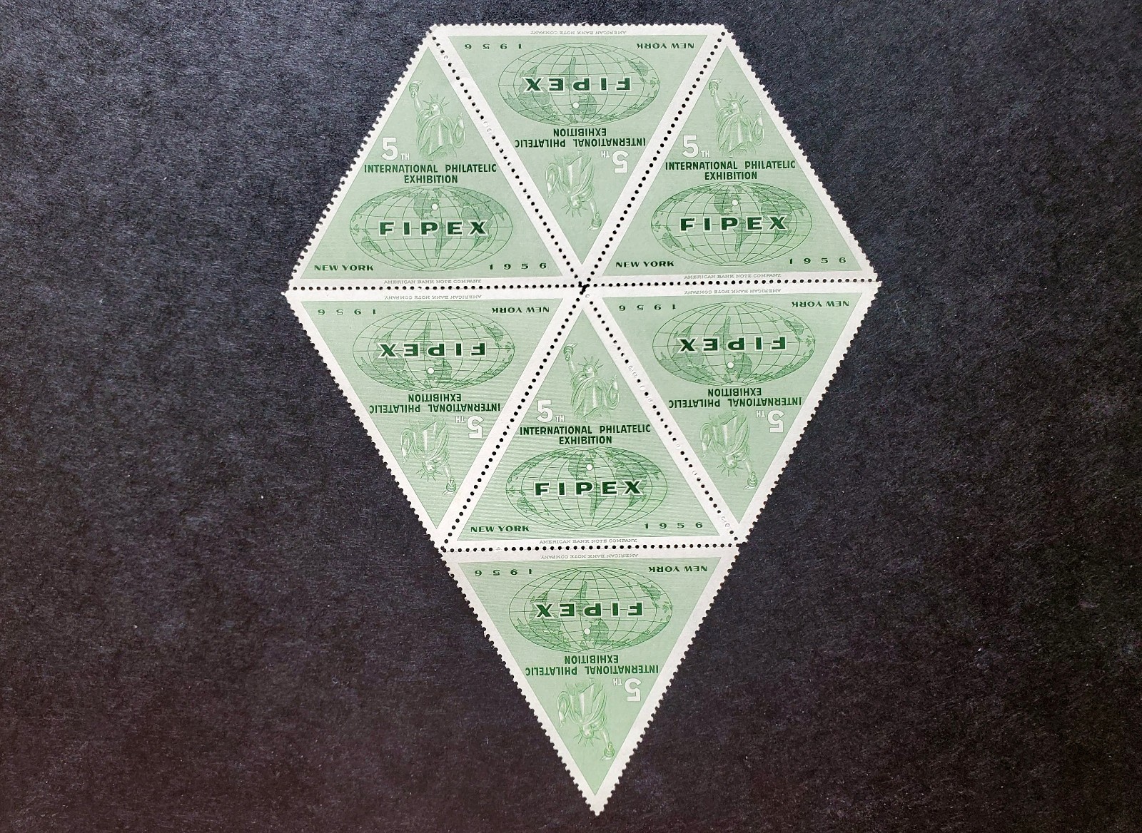 VINTAGE US 1956 FIPEX 5th International Philatelic Exhibition New York  7 Stamps