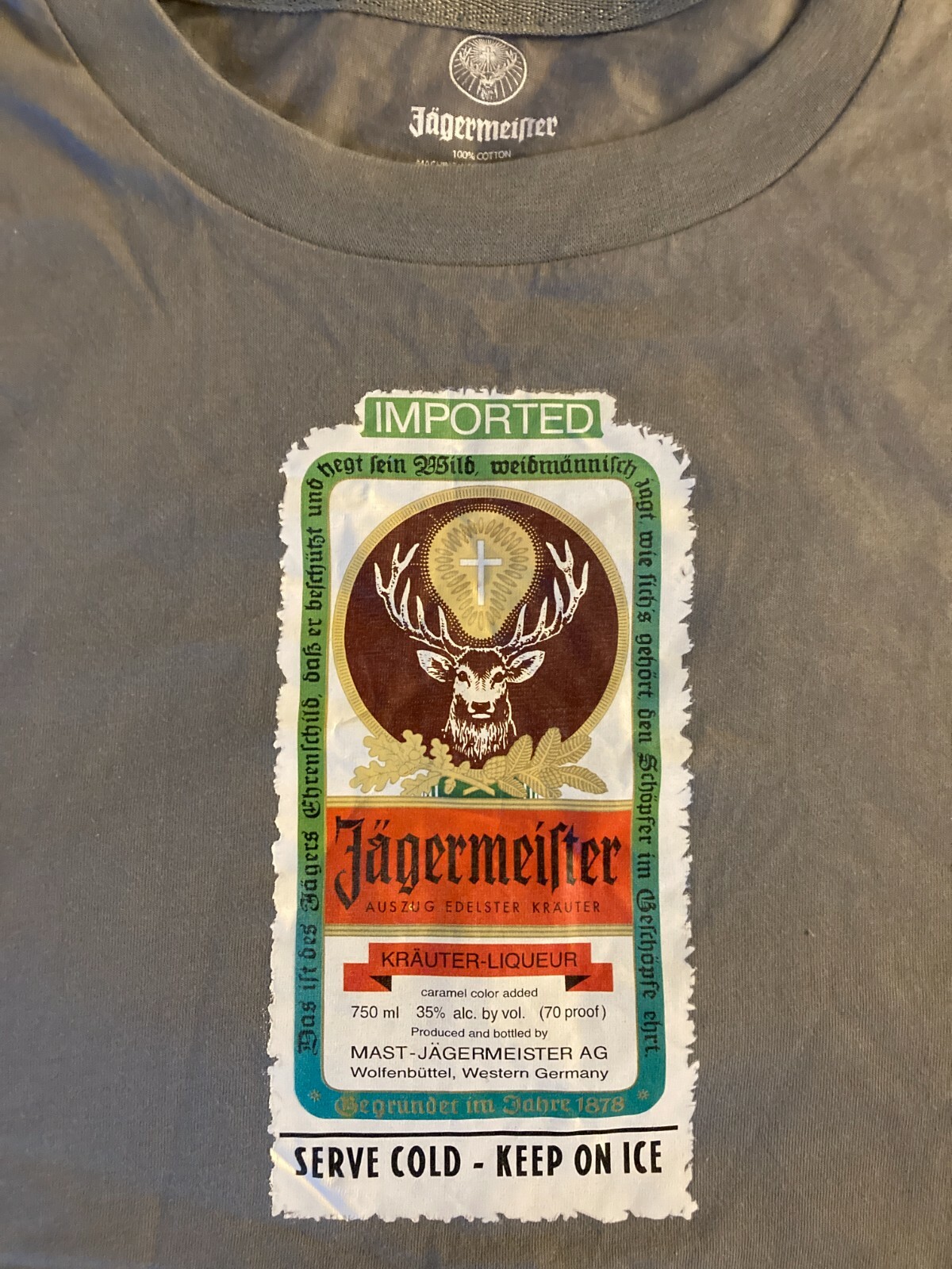 Jagermeister Bottle Logo Gray T-Shirt - New Old Stock Jagermeister Bottle Logo Gray T-Shirt - New Old Stock